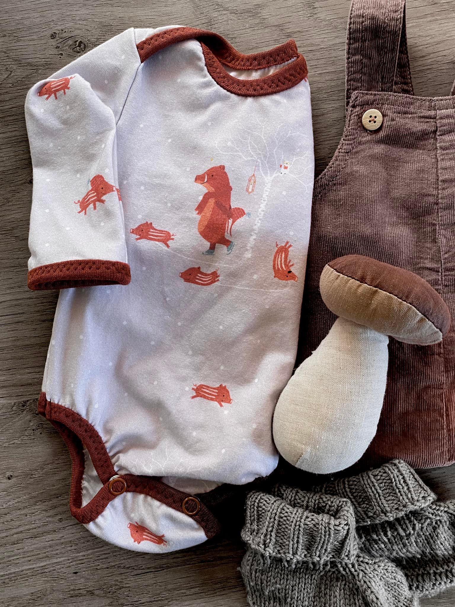 Bio Webware Stoff  -  Wildschweinwinter Grau  - LisaSanders, Natur, Tiere, grau, 100% Bio-Baumwolle