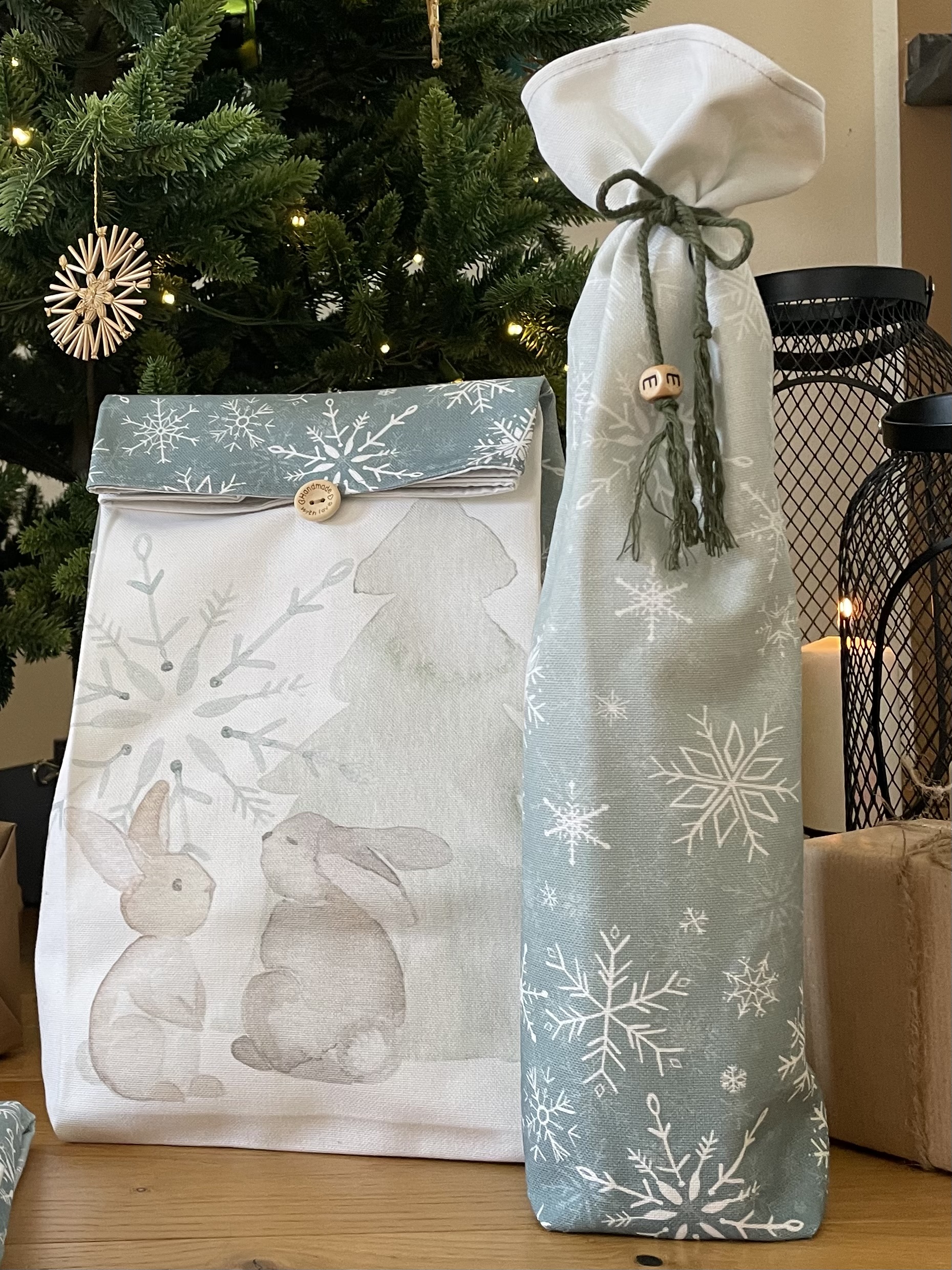 Bio Stoff - Winterwaldzauber grau