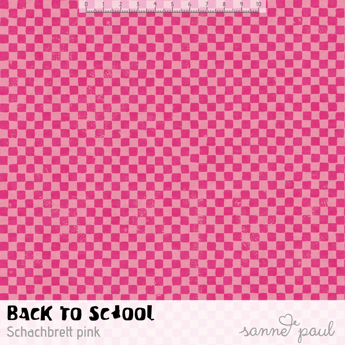 Bio Stoff - Back To School Schachbrett Pink von Sanne Paul in pink