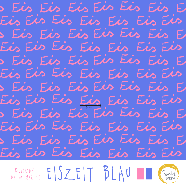 Bio Stoff  -  Eiszeit  - Sanktwerk, blau, Buchstaben & Zahlen, Sommer