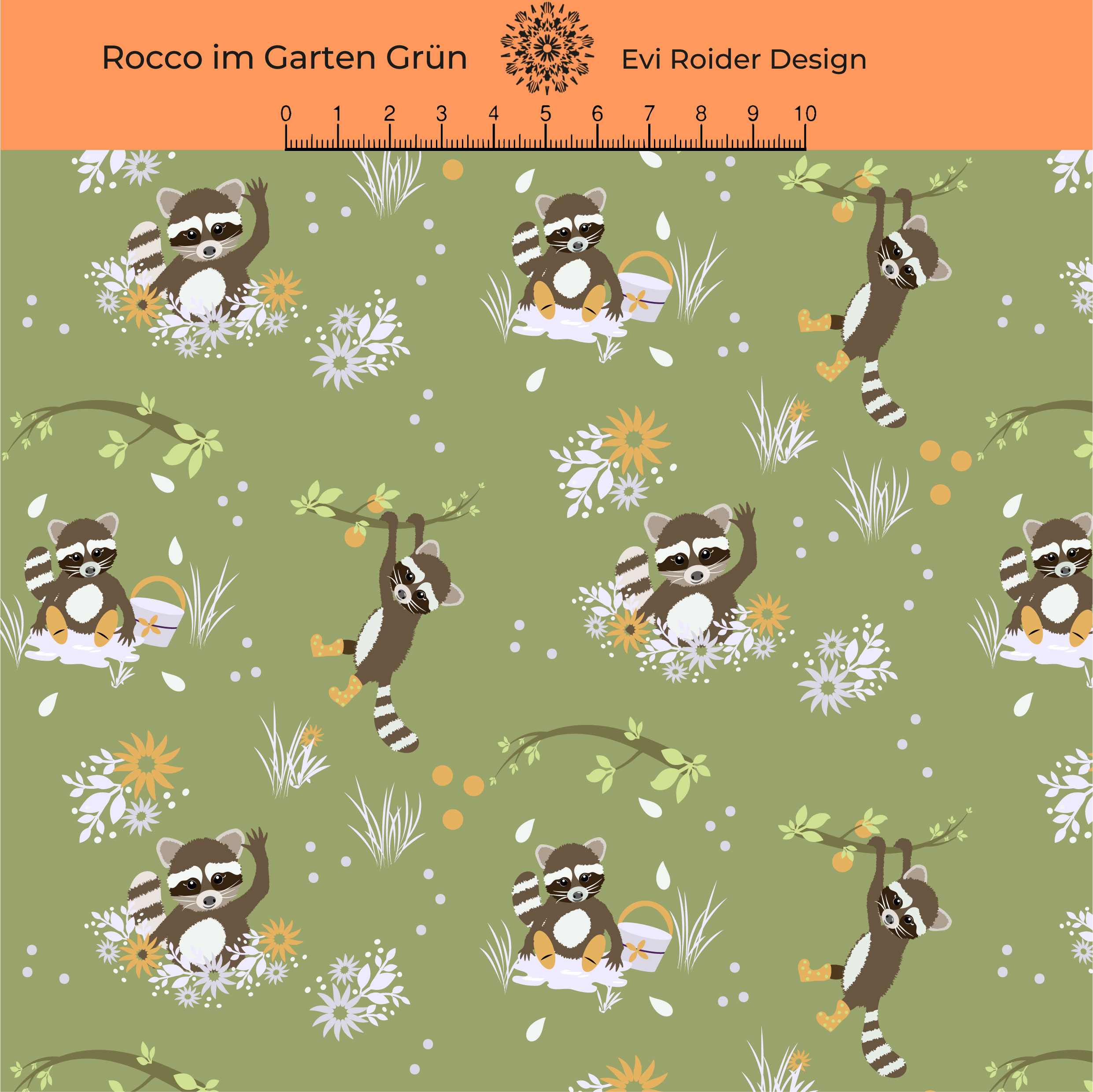Bio Stoff  -  Rocco im Garten  - EviRoiderDesign, Tiere, grün