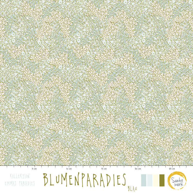 Organic Fabric - Flower Paradise Blue by Sanktwerk in blue