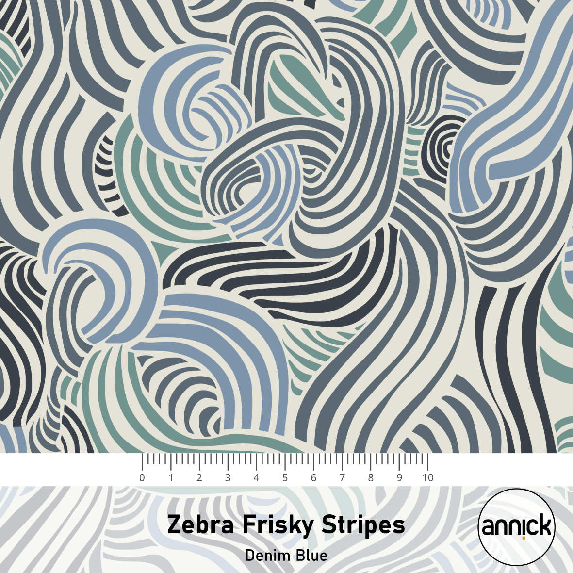 Scuba Stoff  -  Zebra Frisky Stripes jeansblau