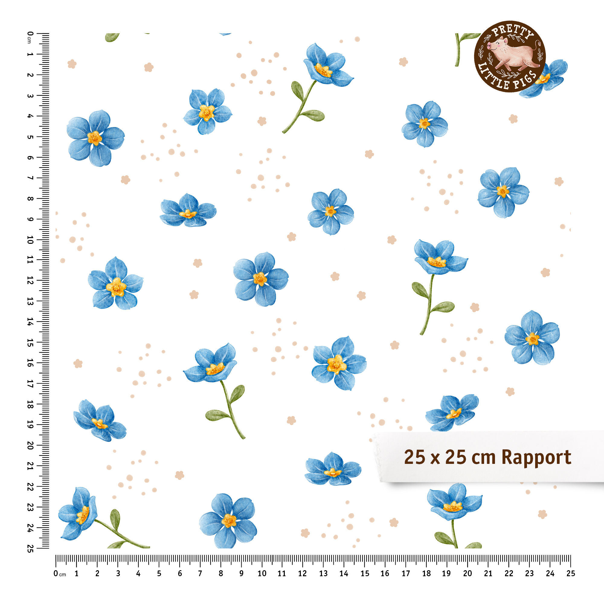 Bio Stoff - Vergissmeinnicht weiß