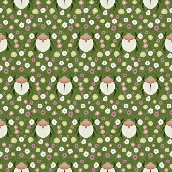 Bio Stoff  - Käfer im Blumenfeld grün