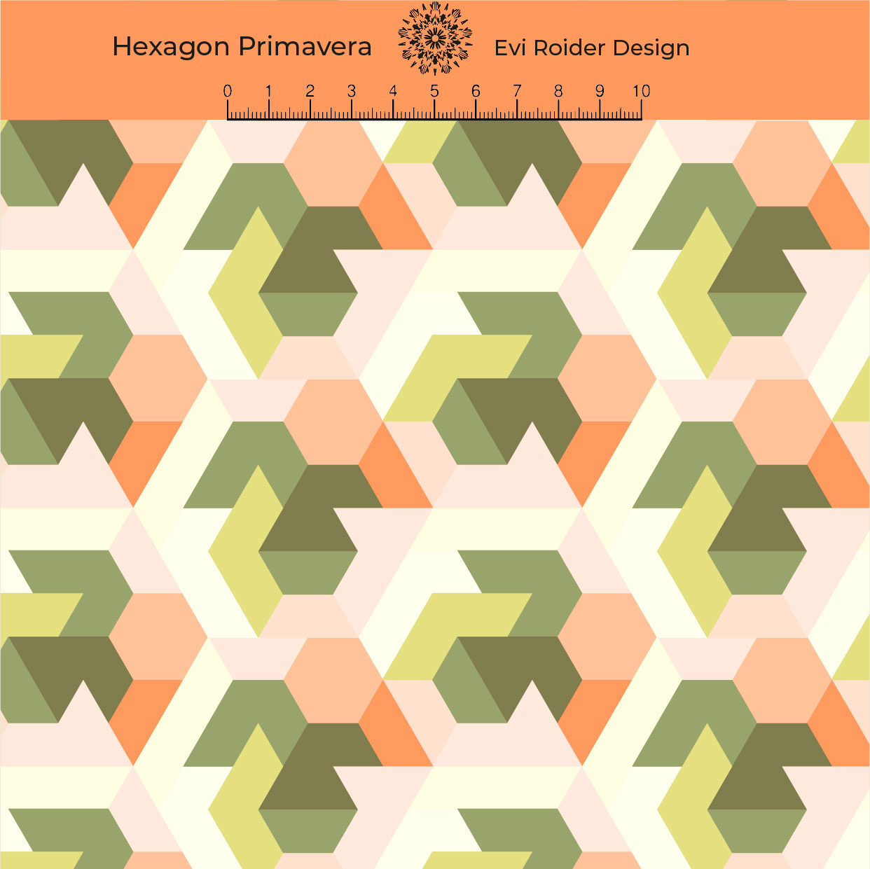 Bio Webware Stoff - Hexagon Primavera - EviRoiderDesign, grün, orange, Geometrische Muster, 100% Bio-Baumwolle Bio Webware Stoff - Hexagon Primavera - EviRoiderDesign, grün, orange, Geometrische Muster, 100% Bio-Baumwolle