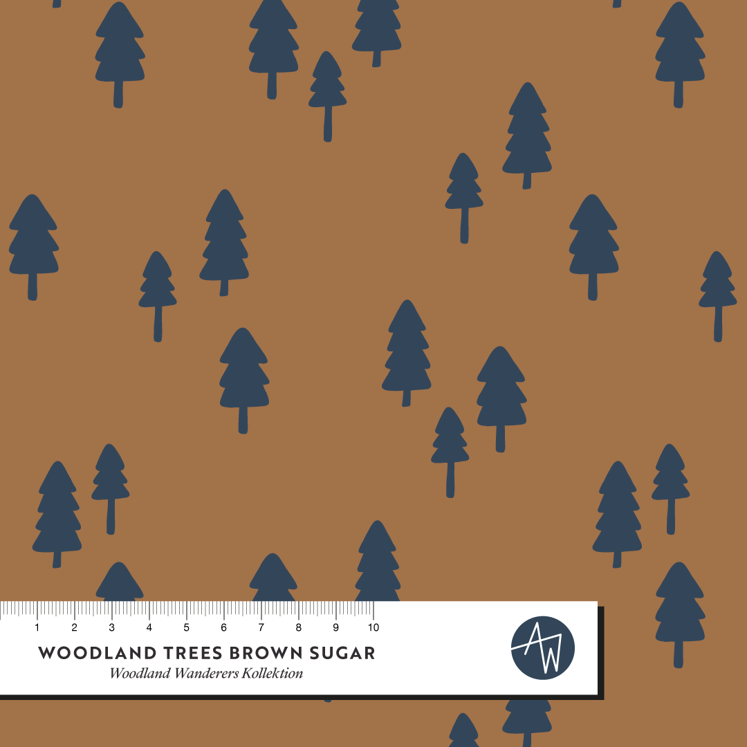 Bio Stoff - Woodland Trees Brown Sugar by Alexandra Weise in brown