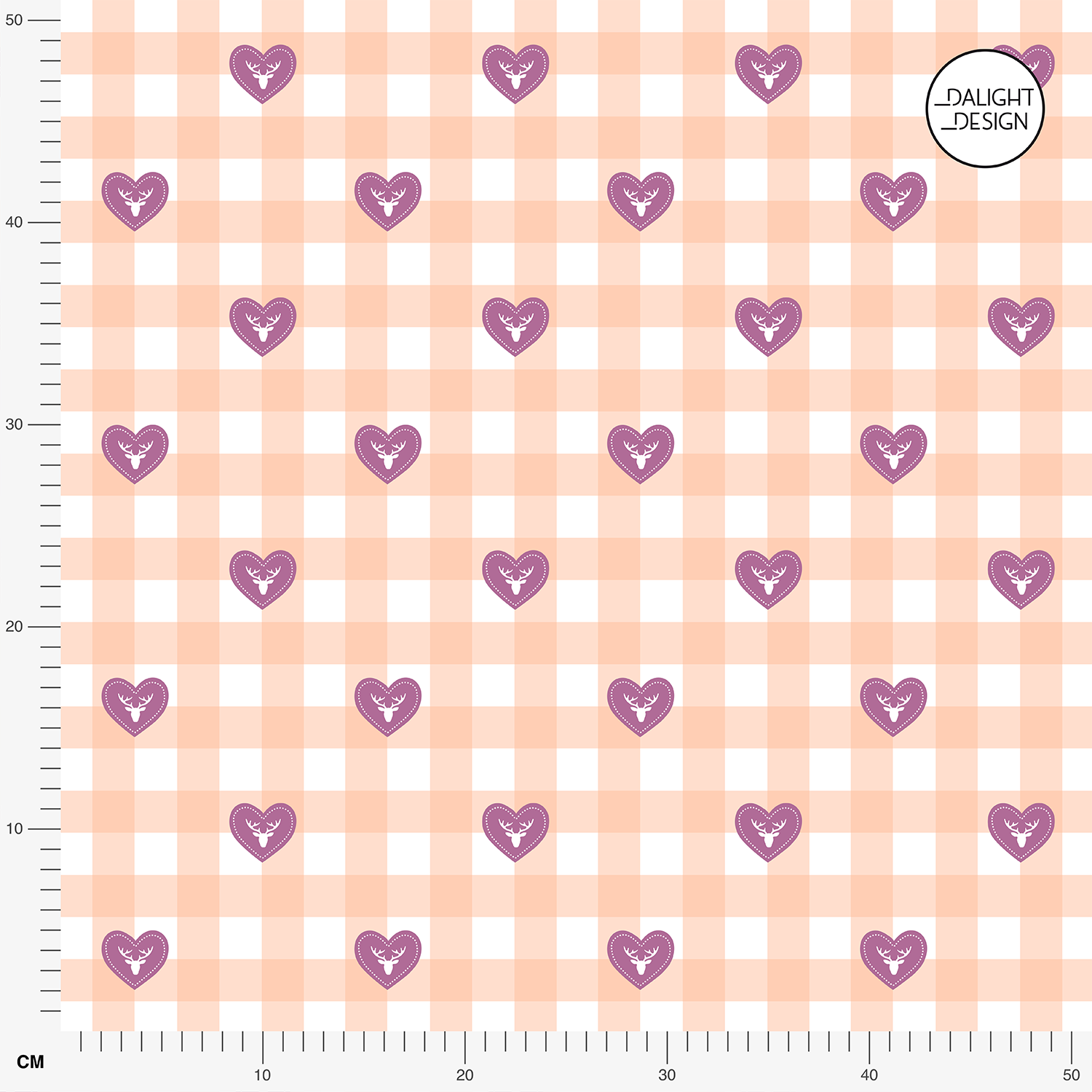 Organic fabric  - Karo mit Herz peach