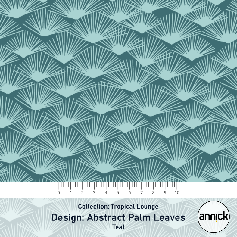 Bio Stoff  - Tropical Lounge Abstract Palm Leaves Teal - Annick, petrol, Blätter