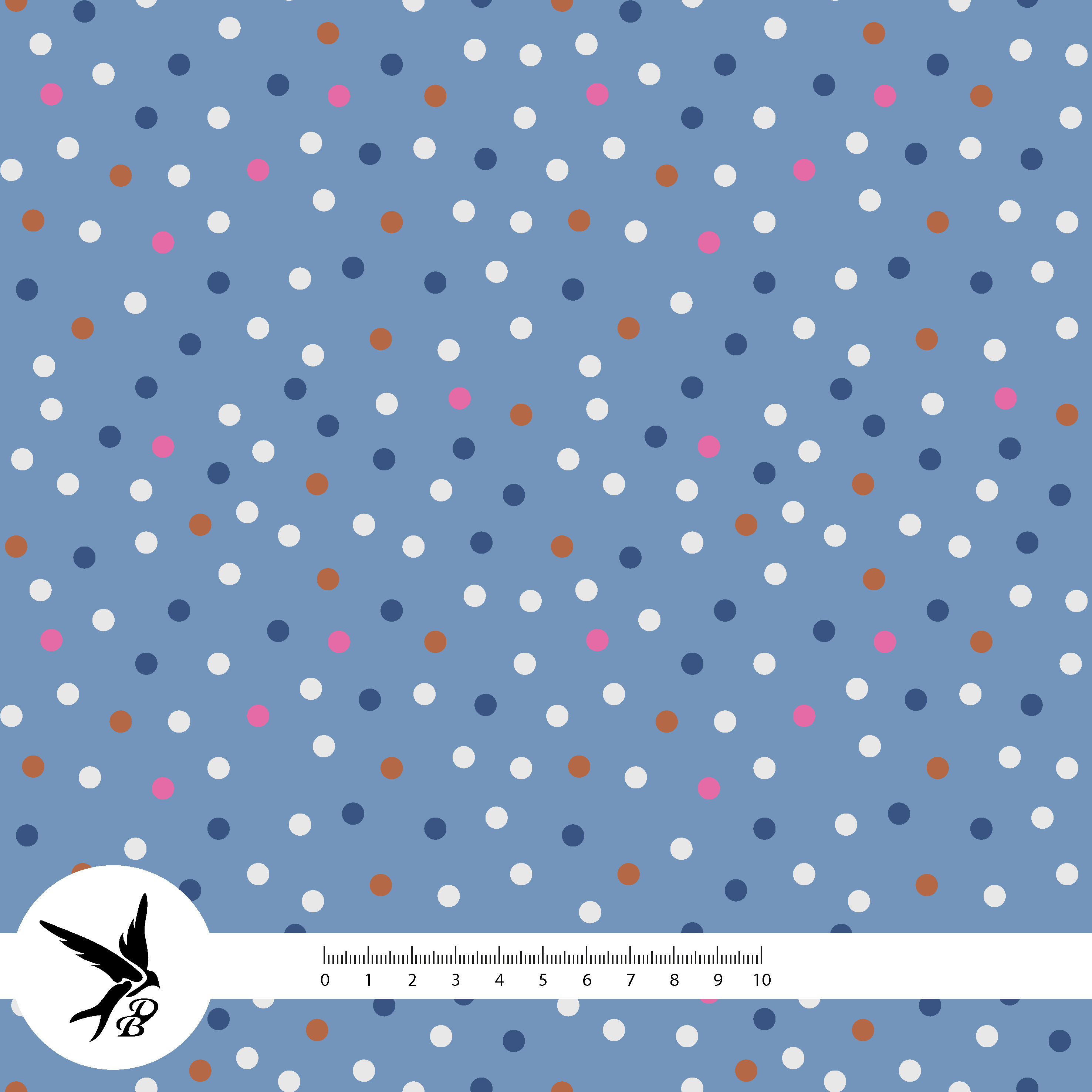 Bio Stoff - Button Loop Punkte Klein Blau von Daniela Bonn in blau