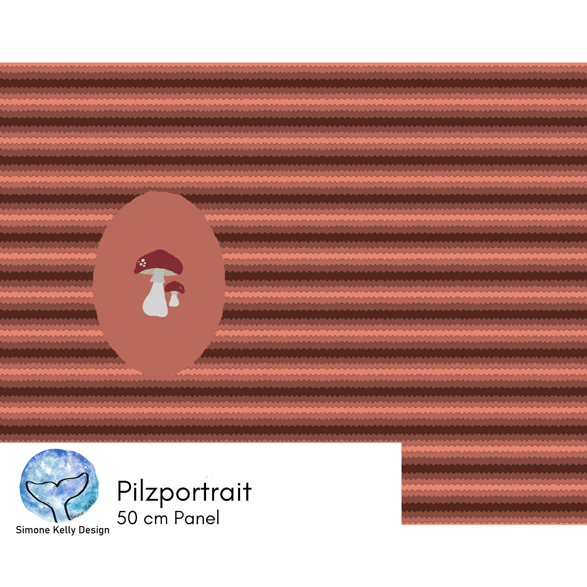 Bio Stoff - 50 cm Panel Pilz Portrait von Simone Kelly in rot