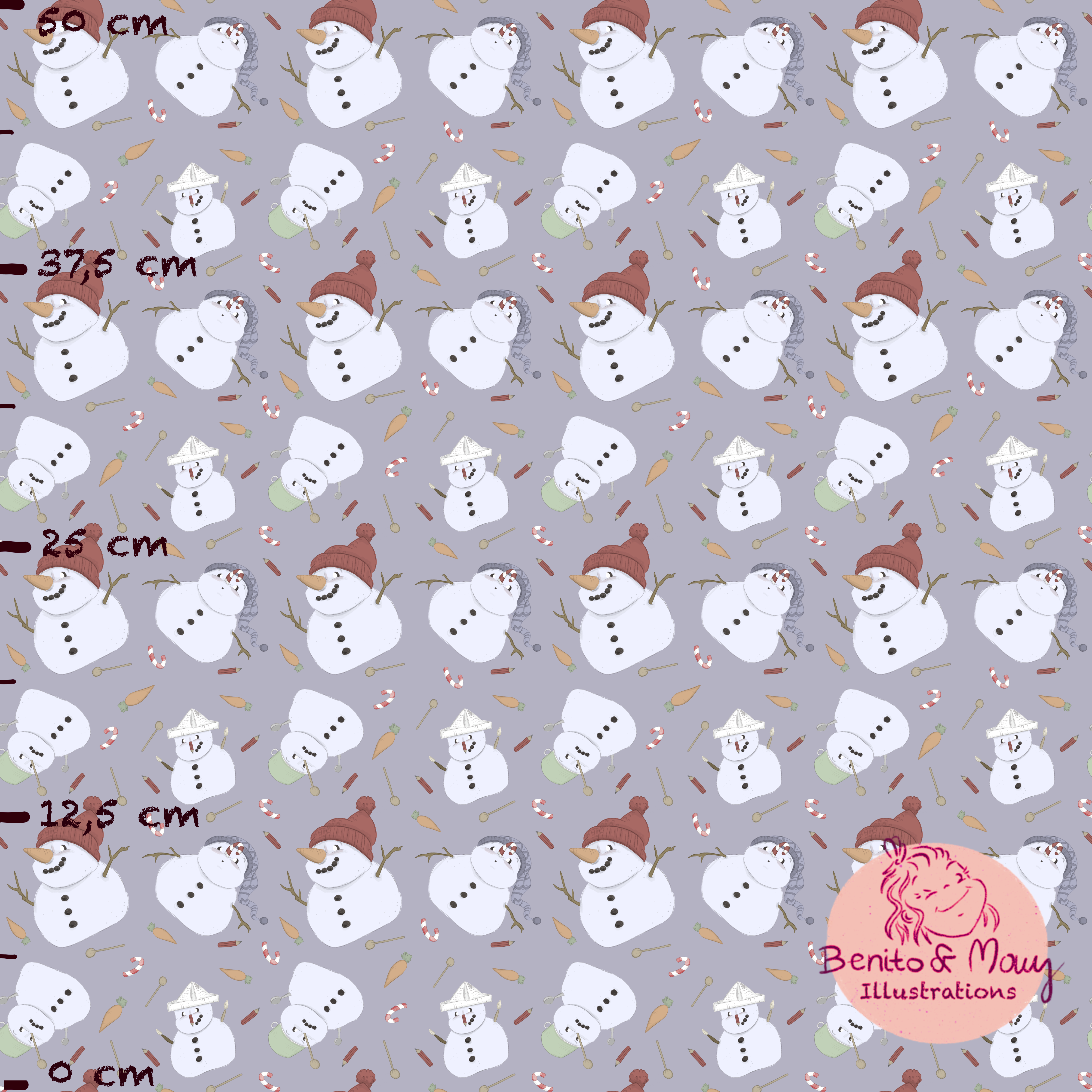 Bio Stoff  - Snowman Fashion Klein Hellblau - BenitoUndMausIllustration, Winter, blau