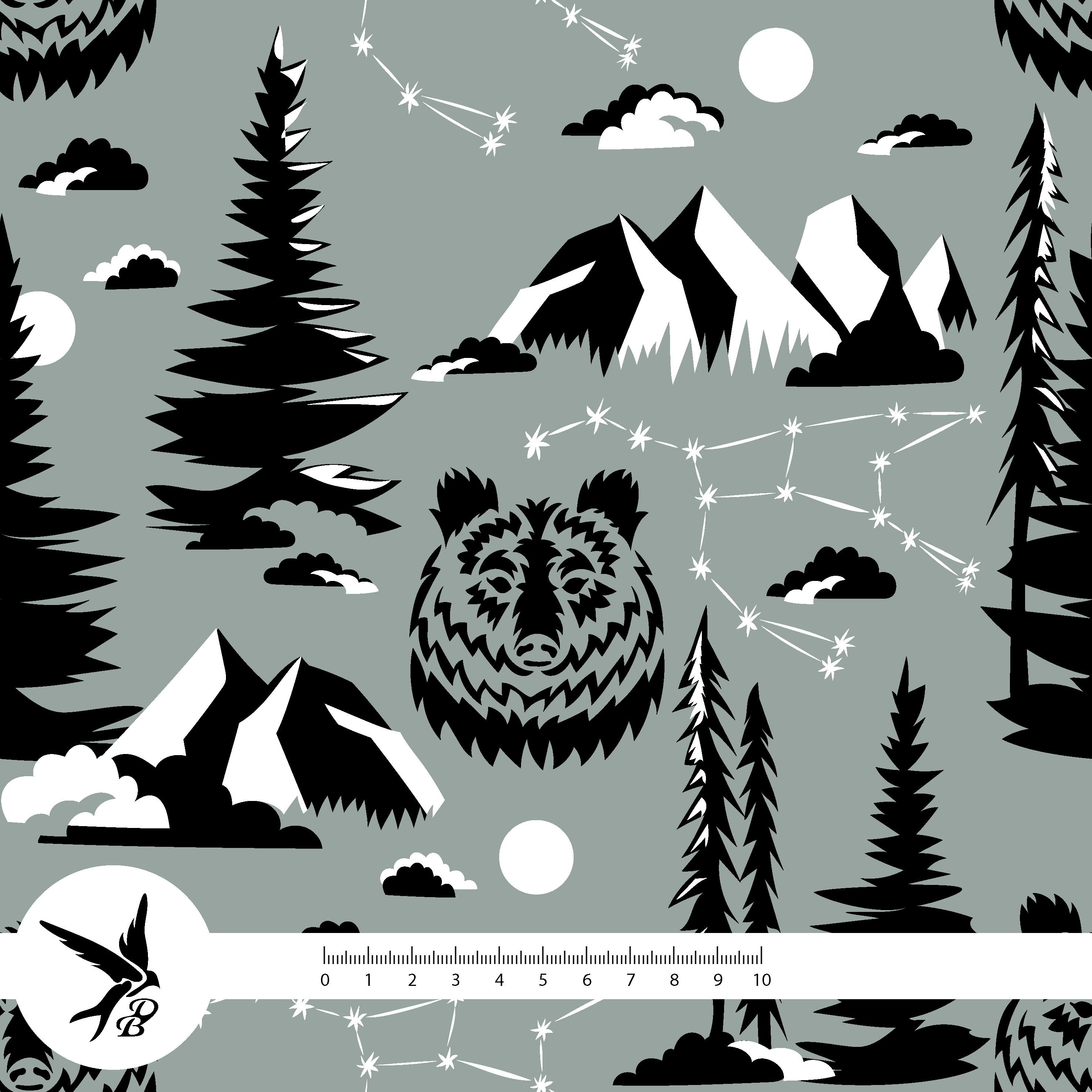 Bio Webware Stoff  - Great Bear Green - DanielaBonn, Tiere, Winter, grün, 100% Bio-Baumwolle