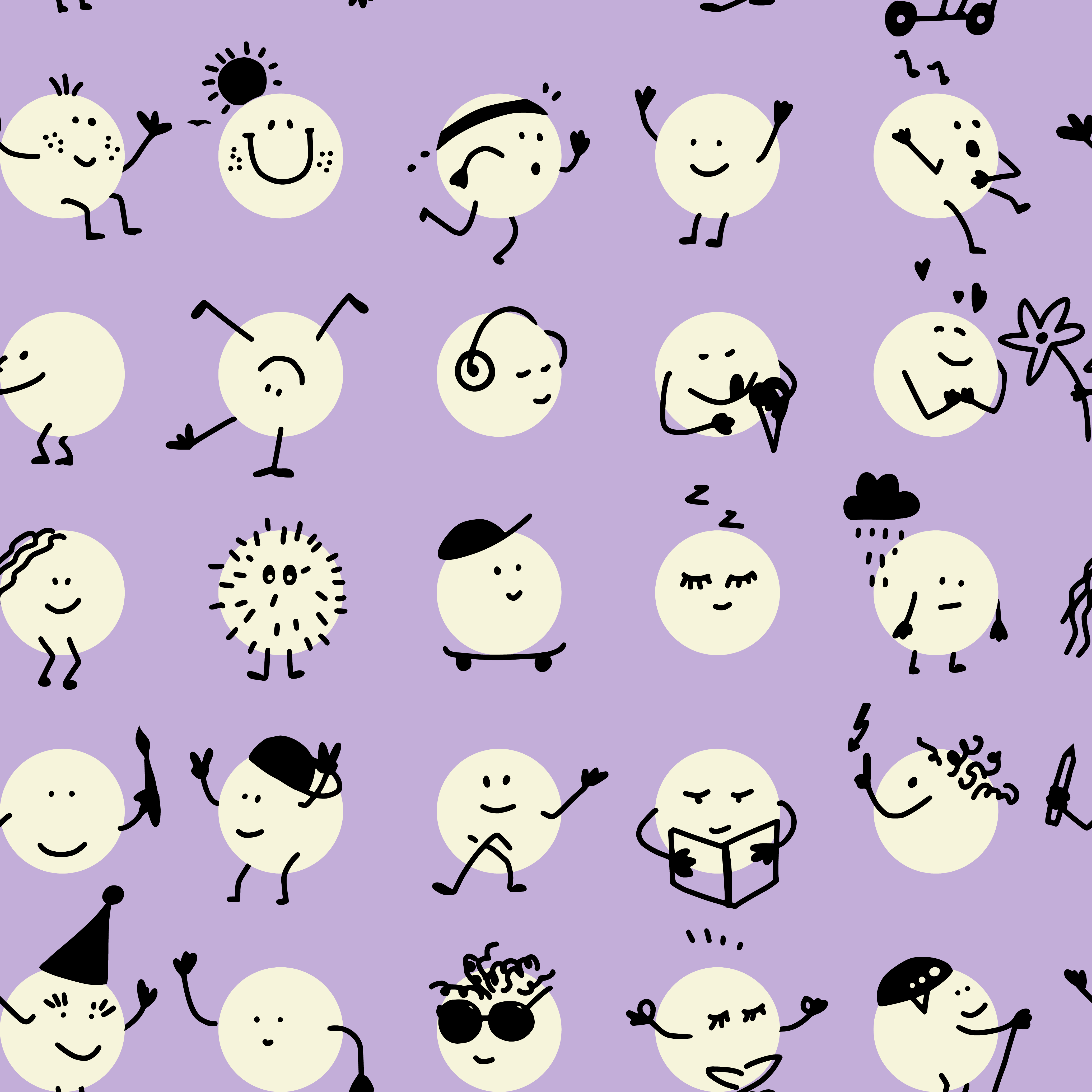 Organic fabric -  Kids Day Funny Dots lilac