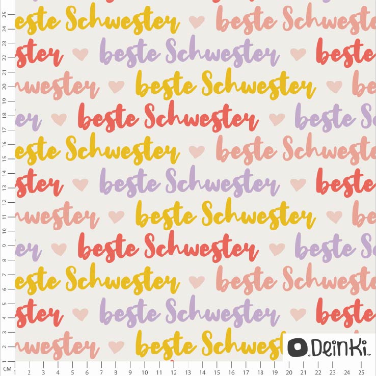 Bio Webware Stoff - Geschwister Beste Schwester - Deinki, creme, Buchstaben & Zahlen, 100% Bio-Baumwolle Bio Webware Stoff - Geschwister Beste Schwester - Deinki, creme, Buchstaben & Zahlen, 100% Bio-Baumwolle