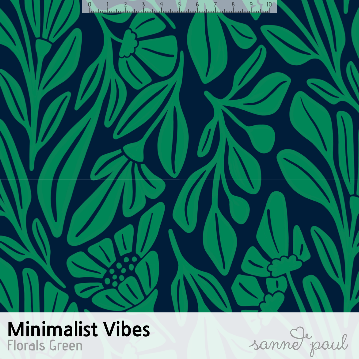 Bio Stoff - Minimalist Vibes Florals Green von Sanne Paul in grün