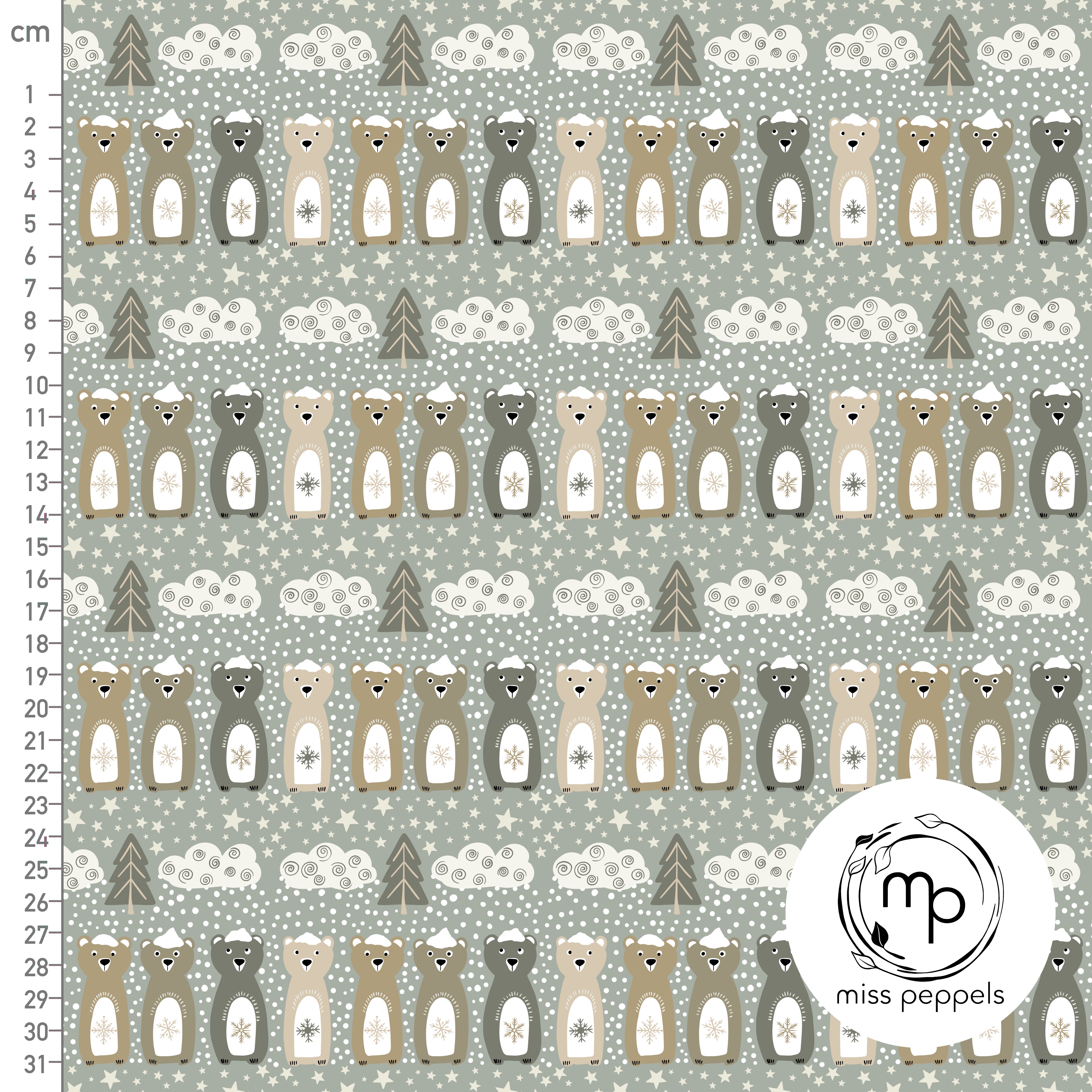 Bio Stoff  - Bären Reihe beige - misspeppels, Tiere, Kinder, beige