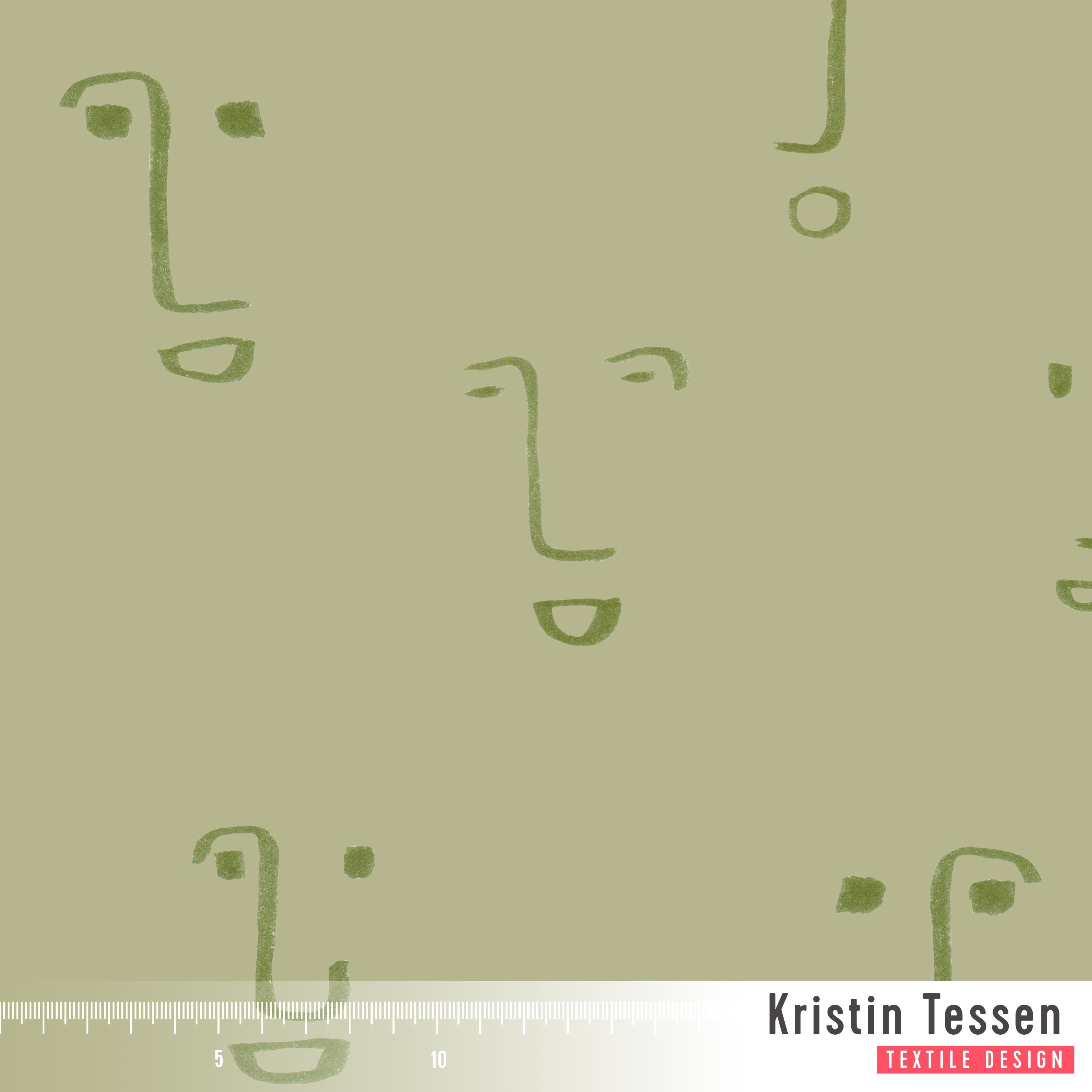 Bio Stoff - Faces Lemongrass von Kristin Tessen in gelb
