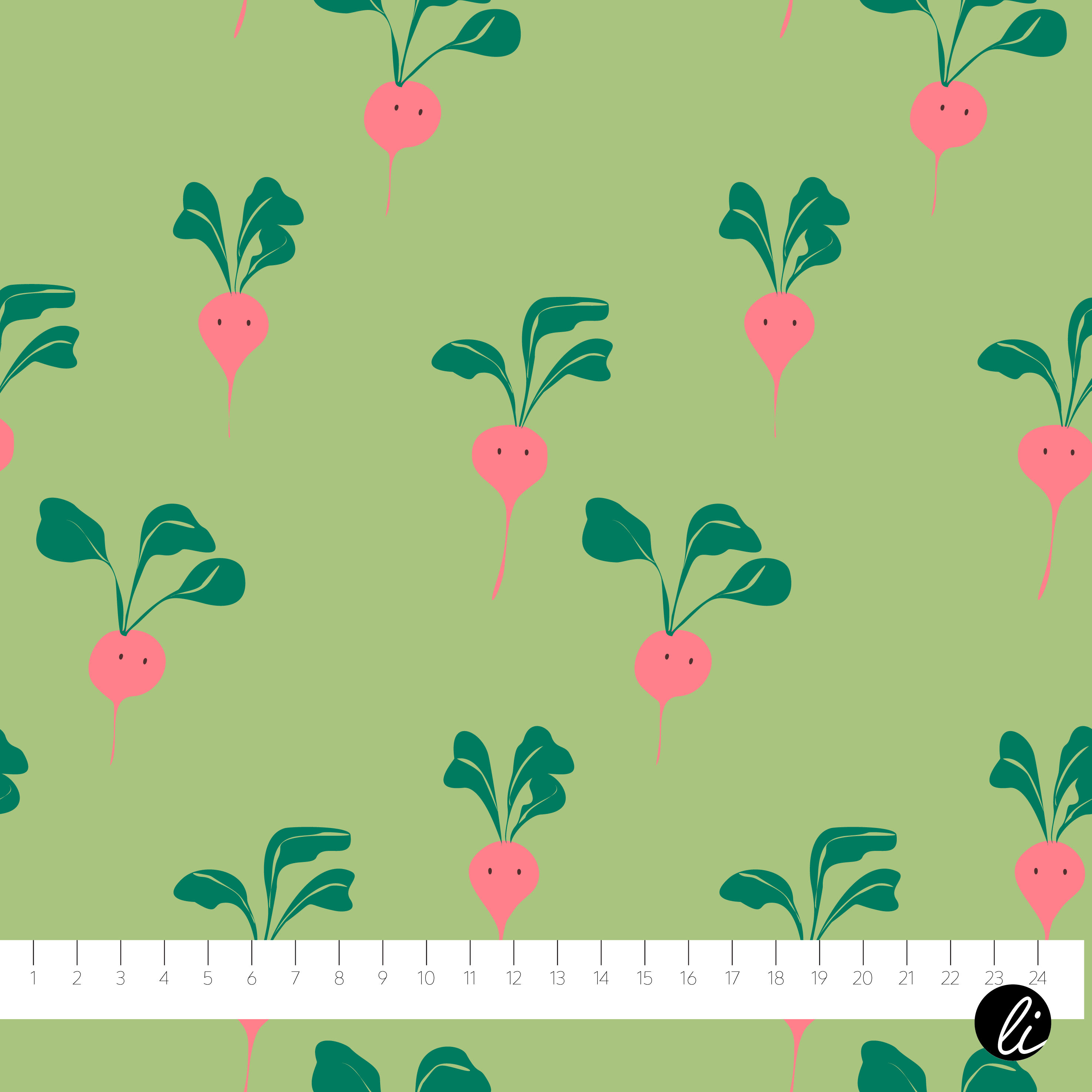 Bio Webware Stoff  -  Happy Gardener Radieschen  - AndreaLiesert, Garten, Obst & Gemüse, grün, 100% Bio-Baumwolle