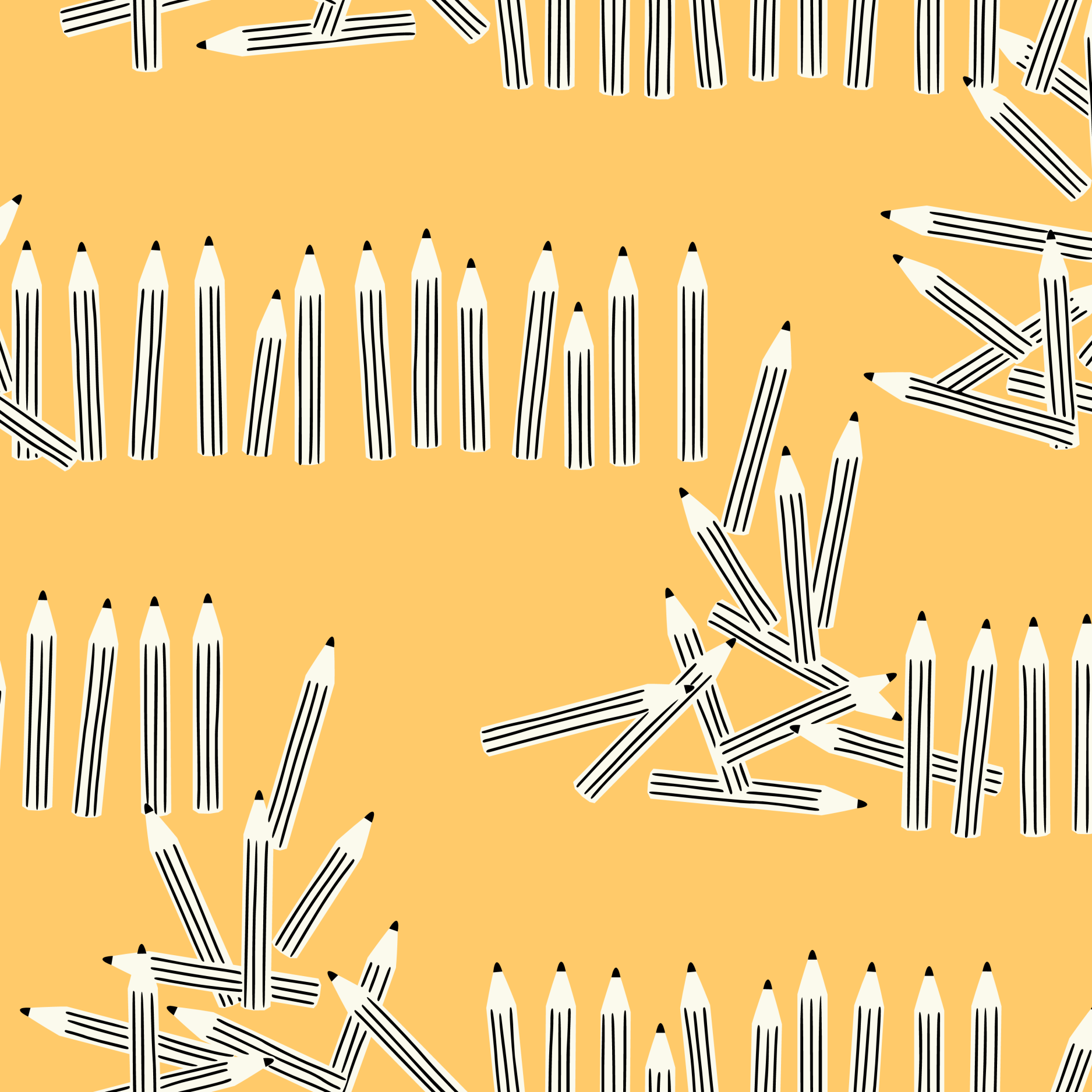 Organic fabric -  Kids Day Pen Parade yellow