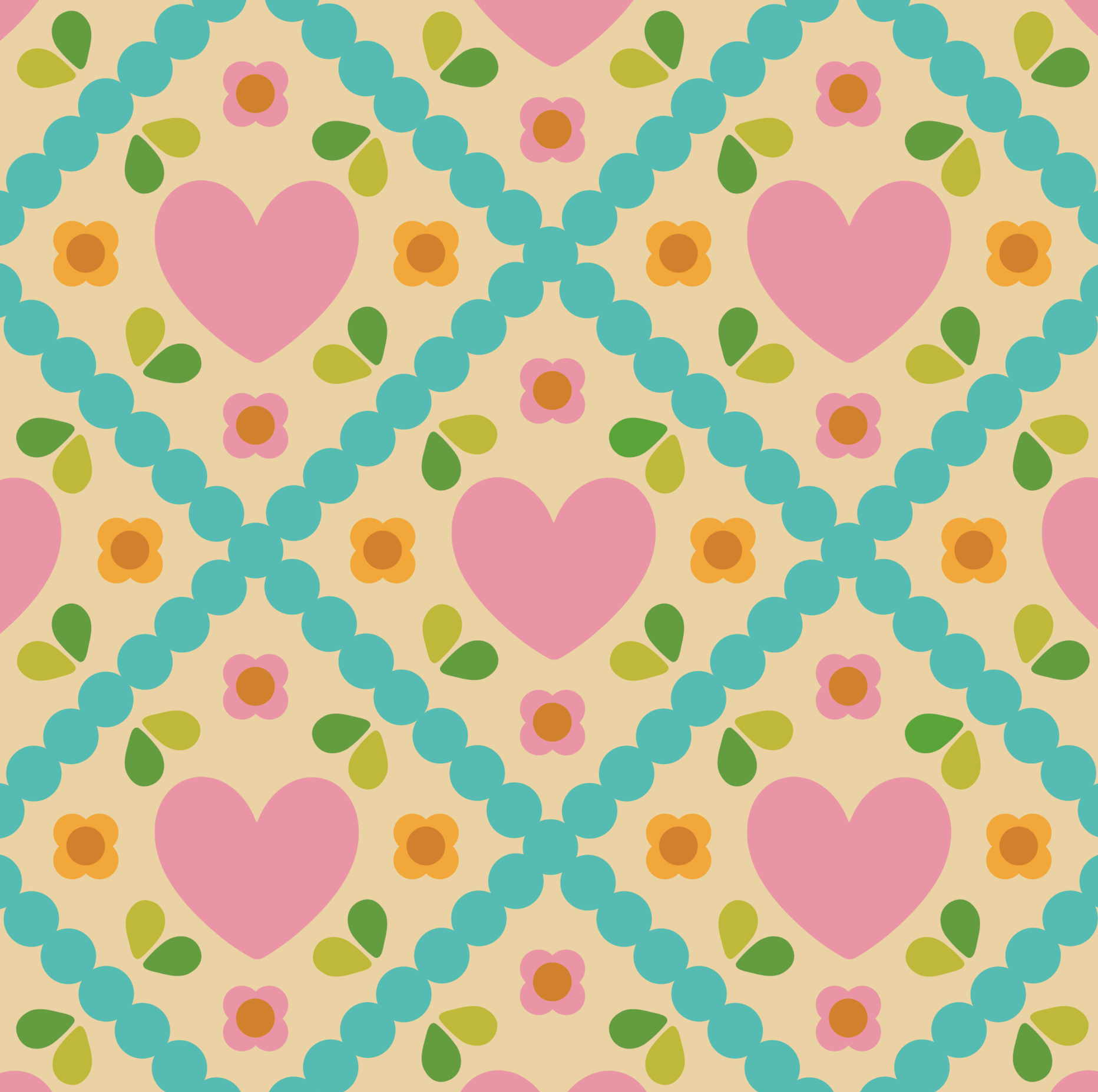 Organic fabric  - Heart blue