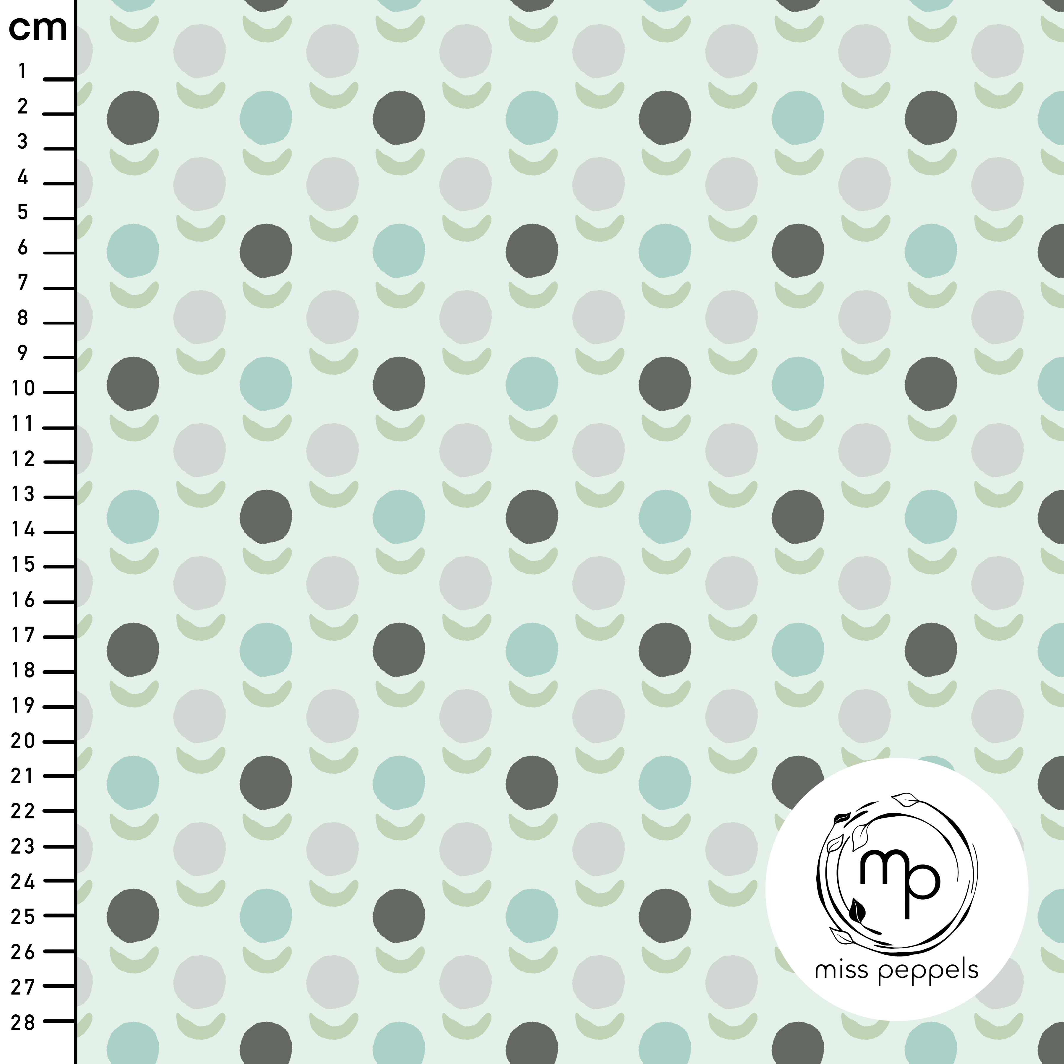 Bio Fabric - Flower Dots 3 by misspeppels in mint