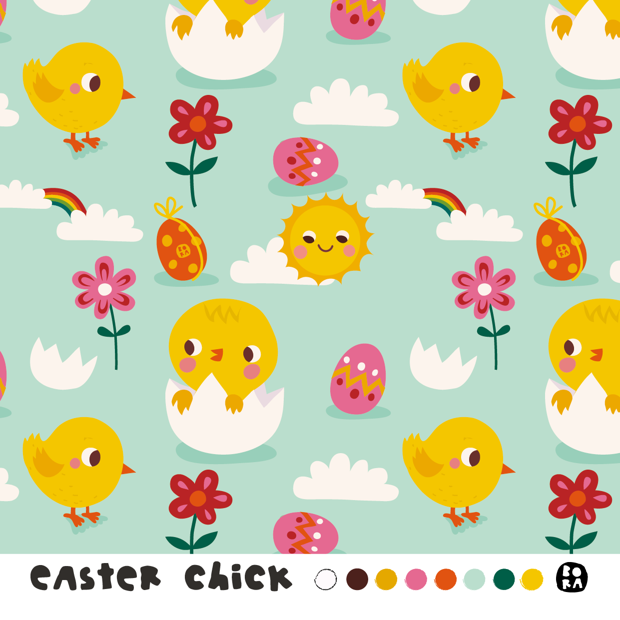 Bio Webware Stoff - Easter Chick - Bora, Tiere, grün, mint, Ostern, 100% Bio-Baumwolle Bio Webware Stoff - Easter Chick - Bora, Tiere, grün, mint, Ostern, 100% Bio-Baumwolle