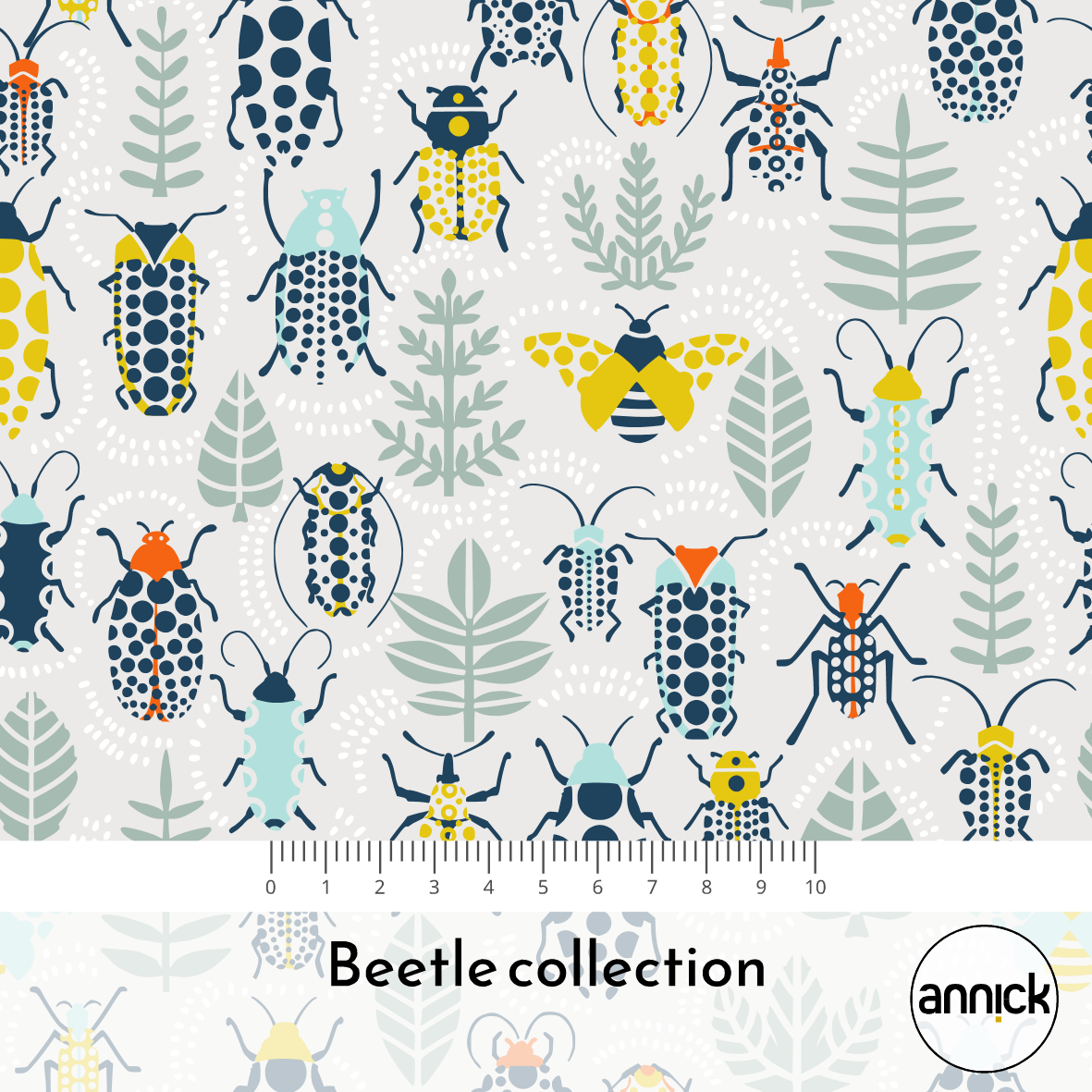 Bio Stoff  -  Beetle Collection  - Annick, Tiere, creme