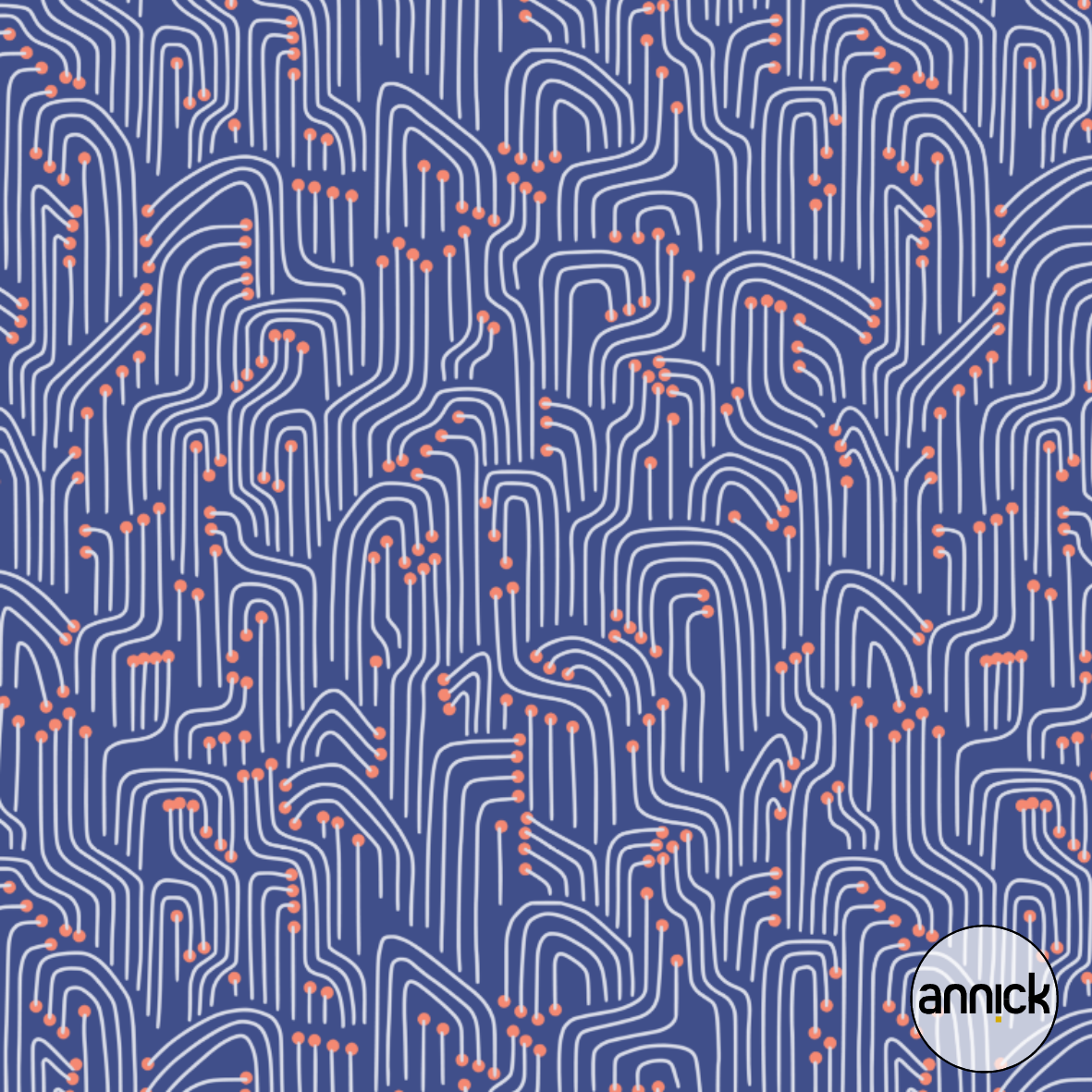 Organic Fabric - Underwater Fantasy Abstracts Blue by Annick in blue Organic Fabric - Underwater Fantasy Abstracts Blue by Annick in blue