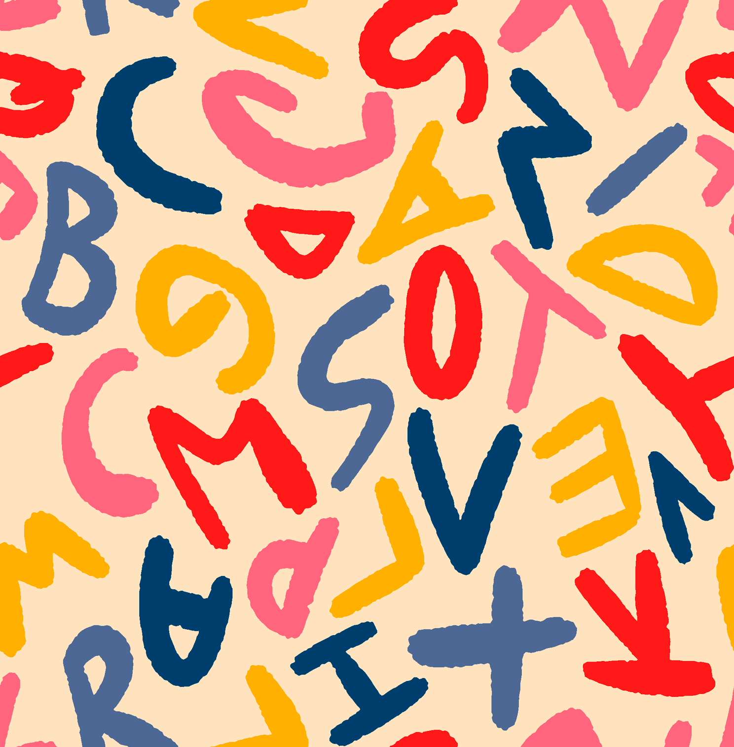 Bio Stoff - Buchstabensalat Beige von Sanktwerk in beige