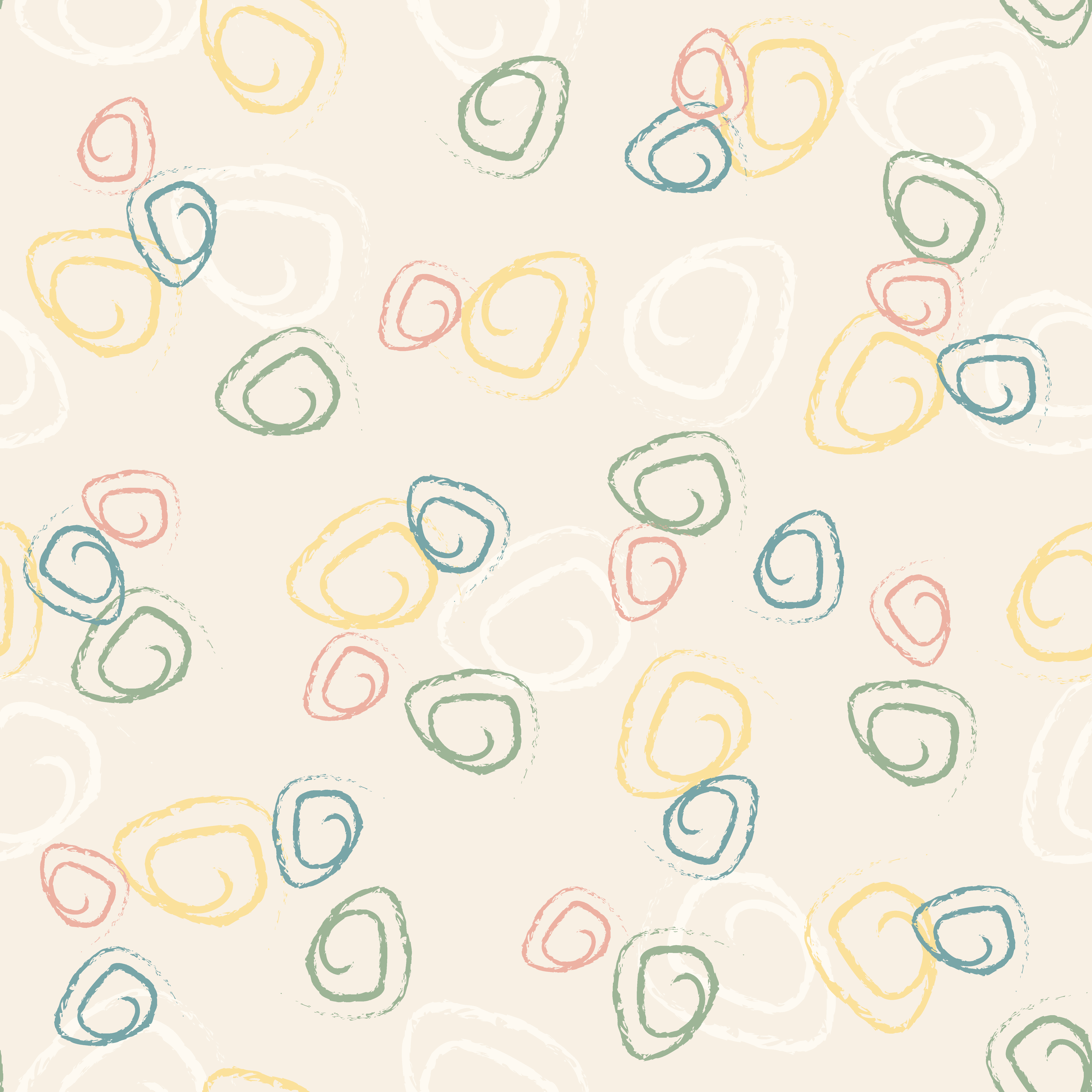 Organic Fabric - Chalk Circles Ecru by Andrea Muehlbauer in cream