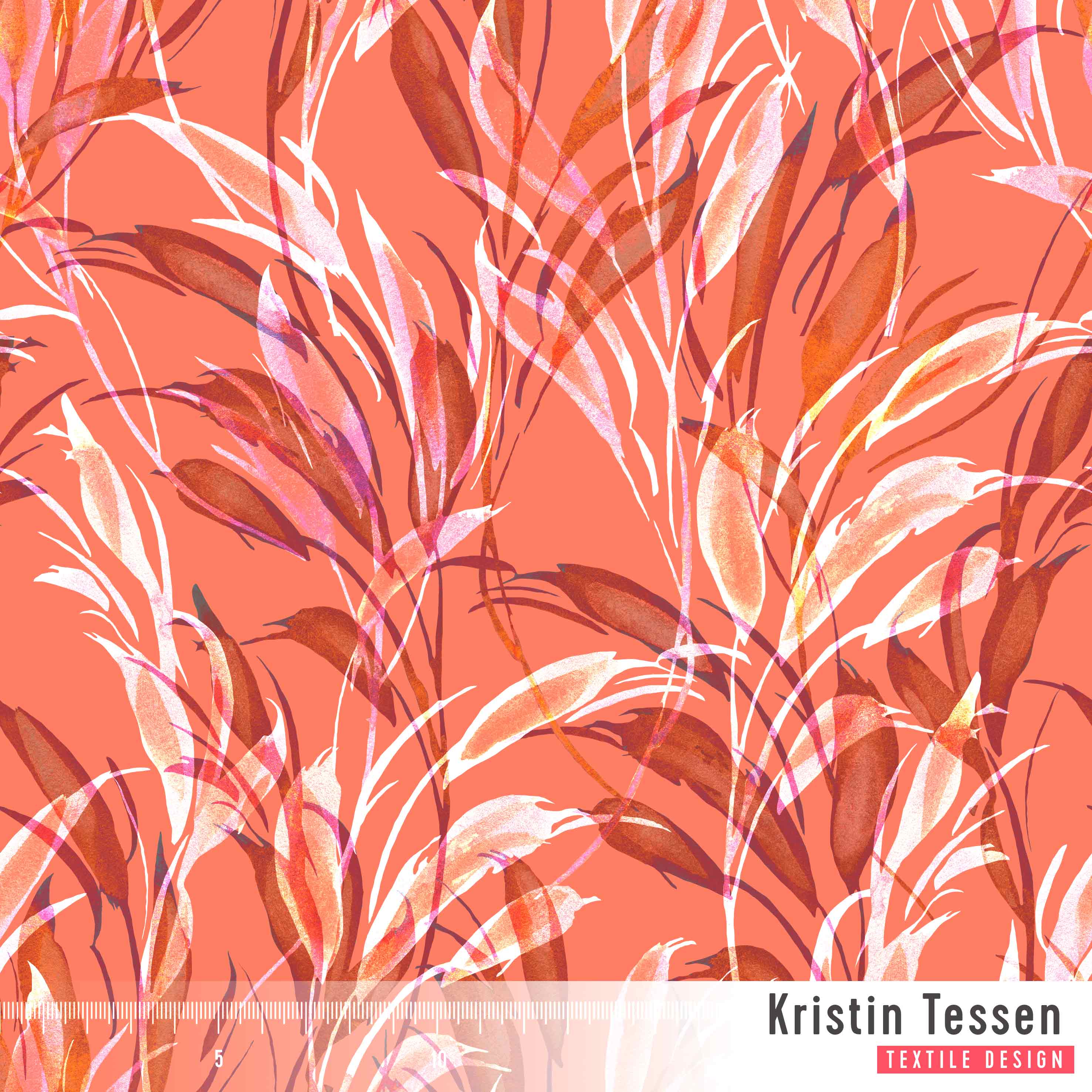 Bio Stoff - Summerleaves Coral von Kristin Tessen in orange