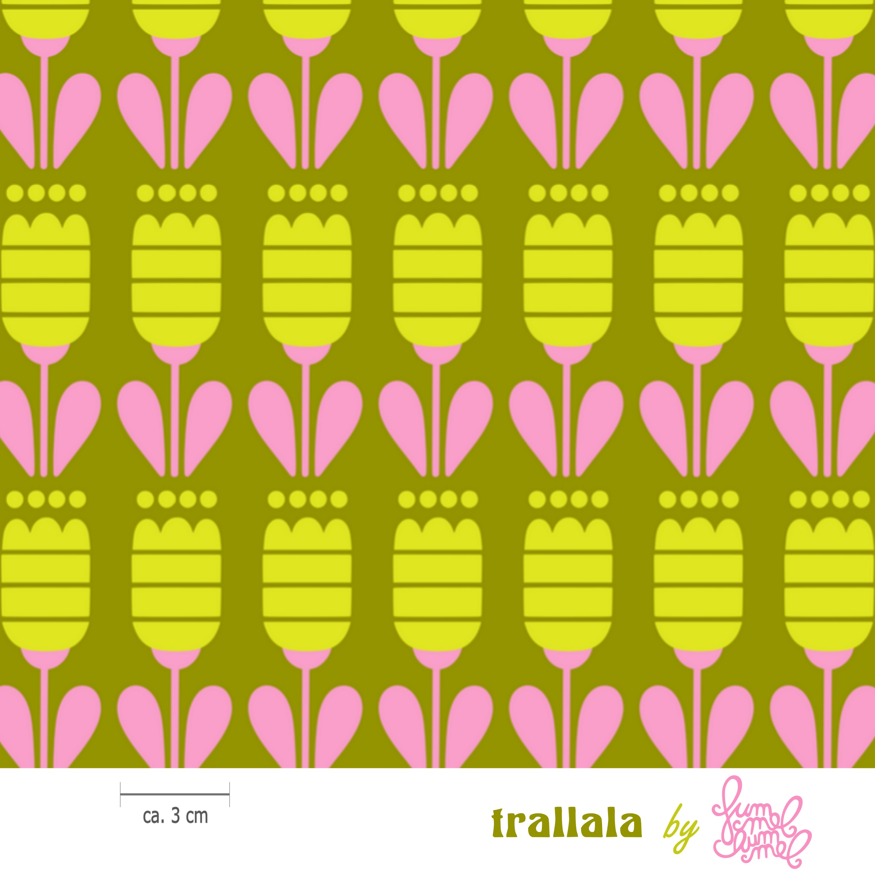 Bio Stoff  - Trallala Olive - Fummelhummel, bunt, Floral & Blumen