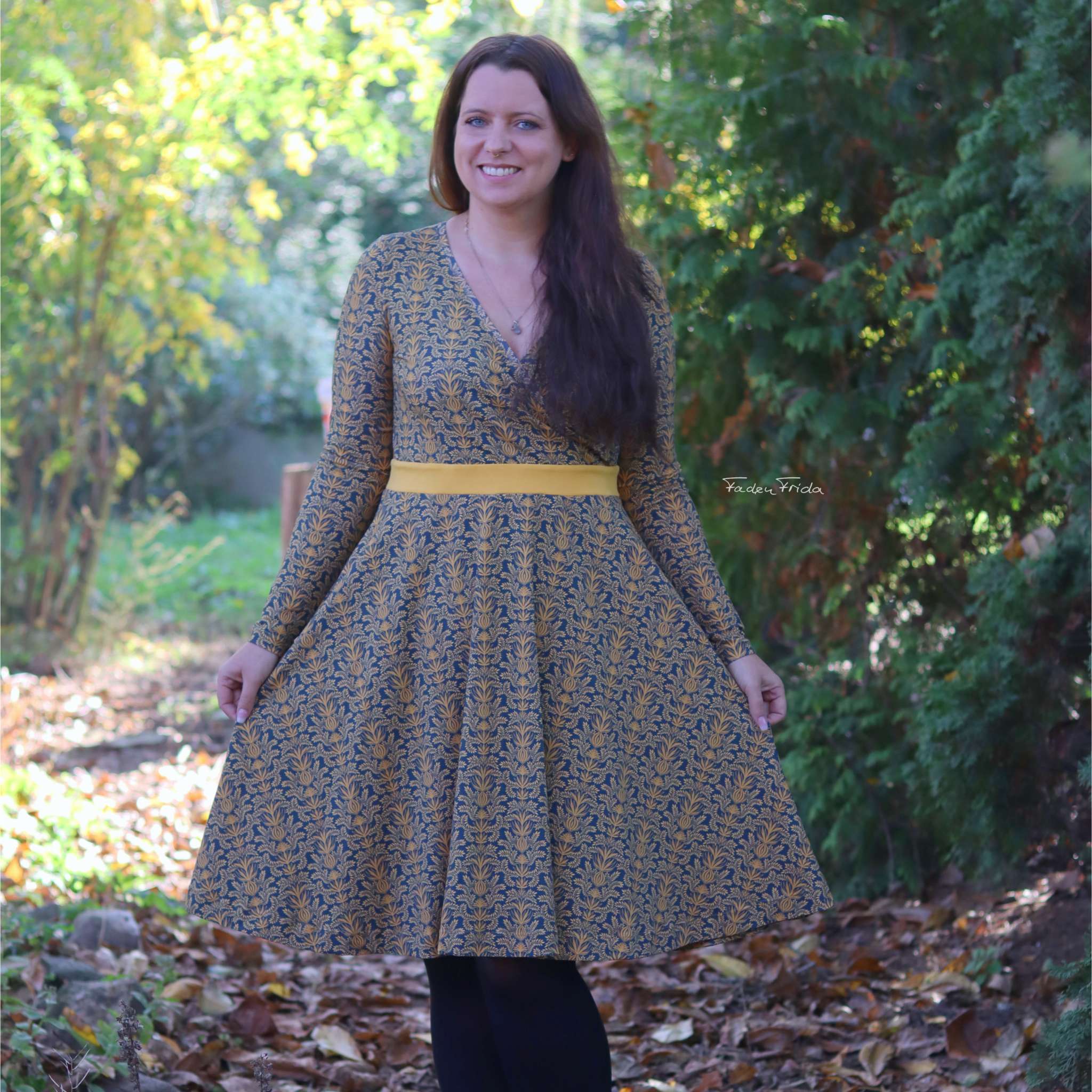 Bio Summersweat Stoff  - Balmoral Gold - Sanktwerk, Floral & Blumen, senfgelb, Breite 150 cm