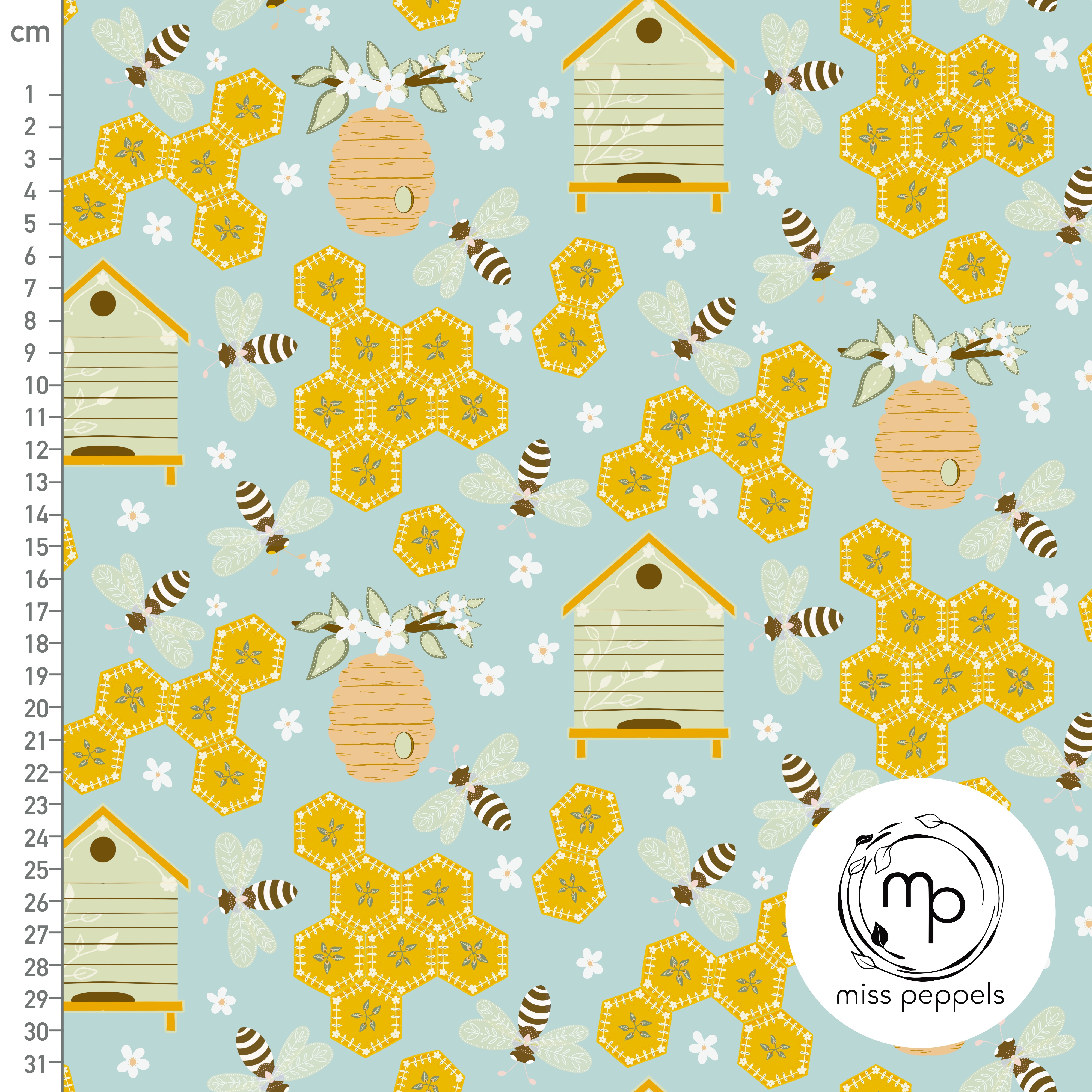 Bio Stoff - Bienenvolk Tuerkis von misspeppels in türkis