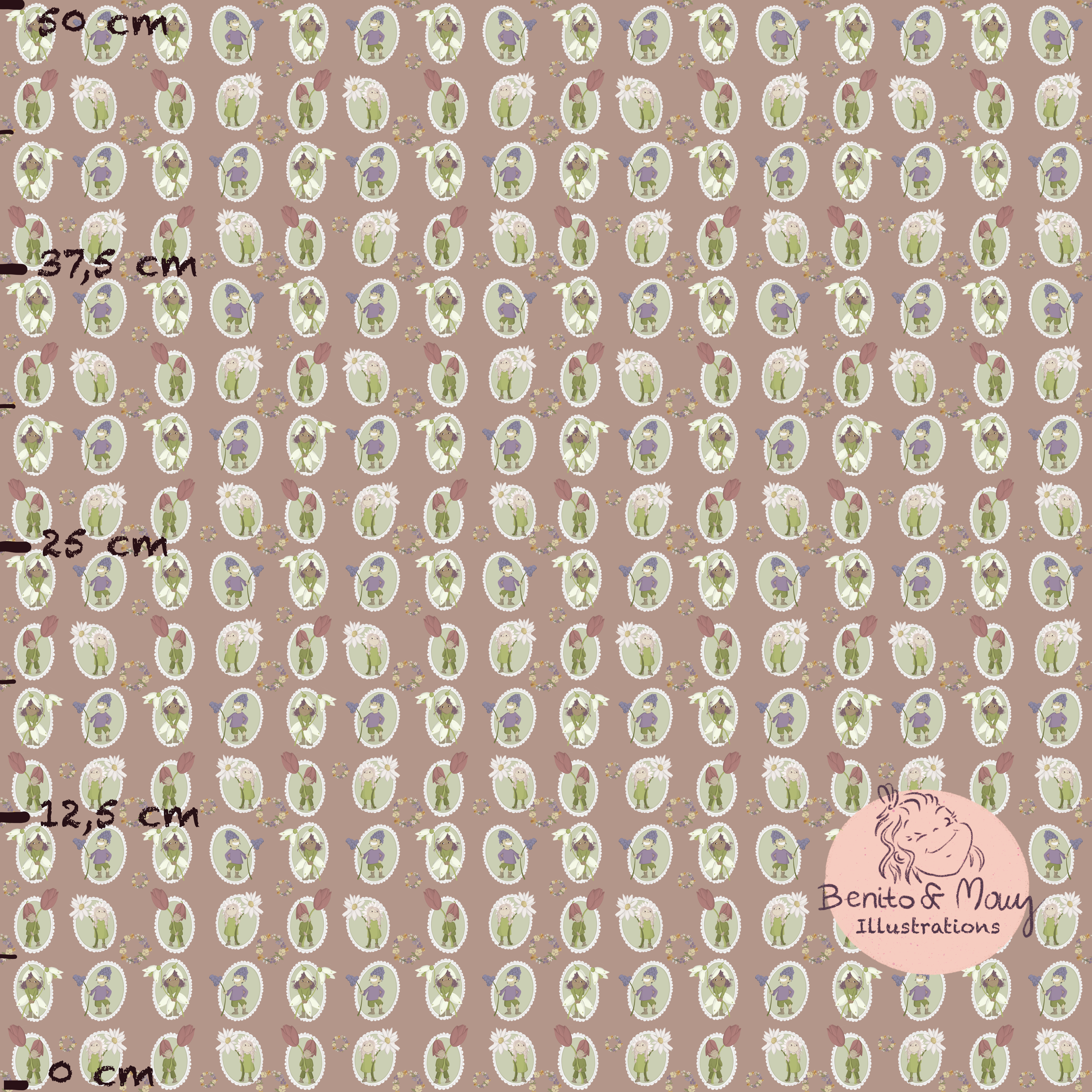 Bio Stoff  - Spring Magic Pastellrot Klein - BenitoUndMausIllustration, rot, Floral & Blumen