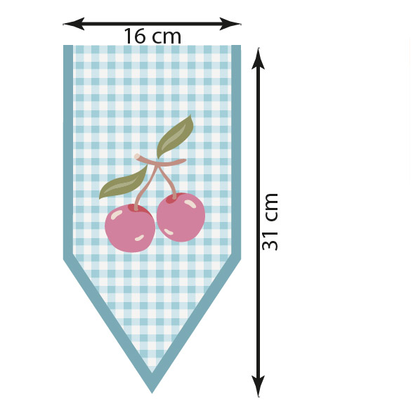 Bio Stoff - Wimpel Cherry Picknick von Evi Roider in rosa Bio Stoff - Wimpel Cherry Picknick von Evi Roider in rosa
