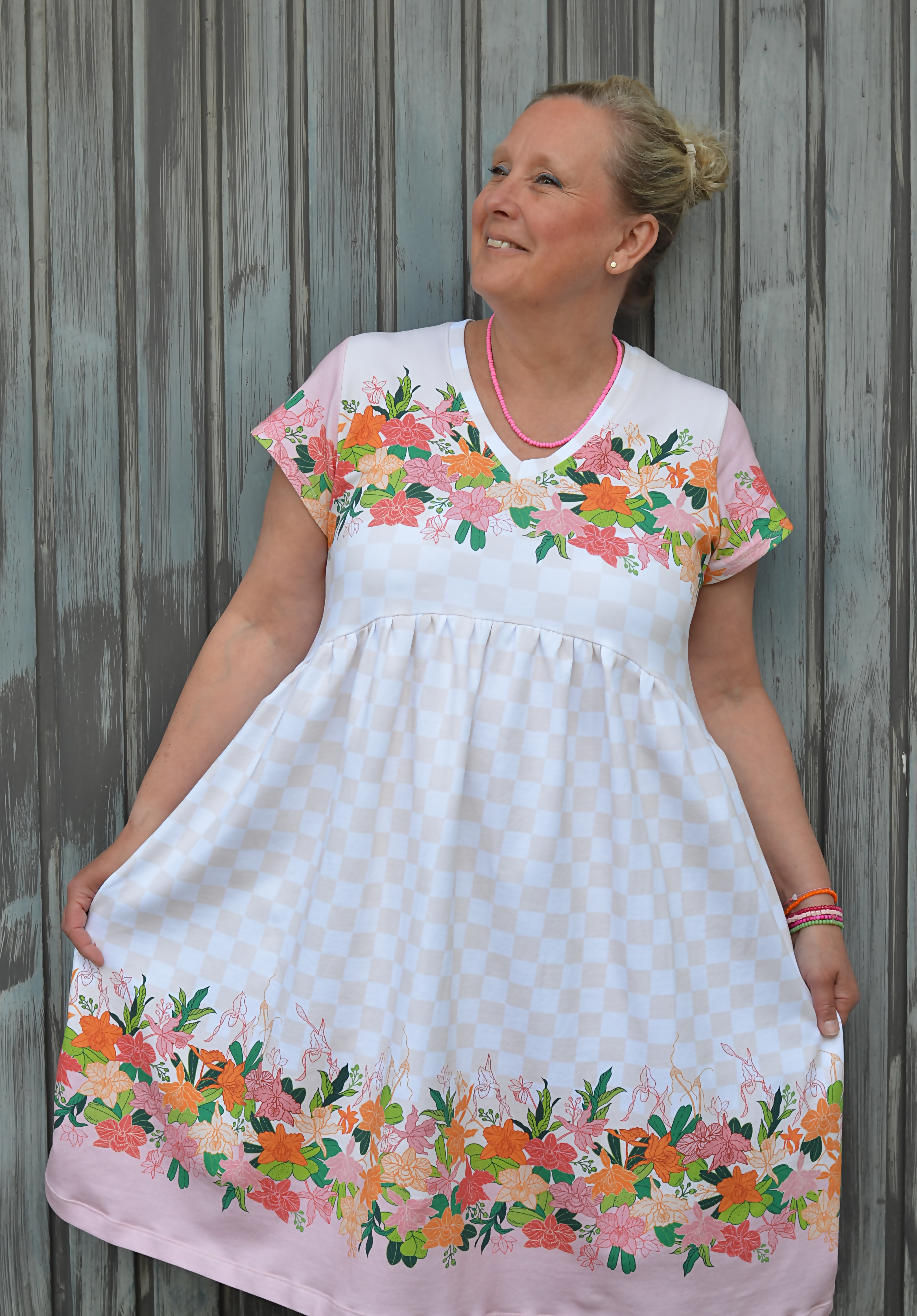 Bio Stoff  - Orchideenliebe Poesie Bordüre