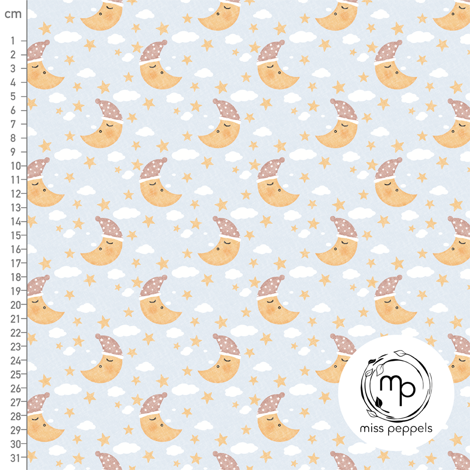 Organic Fabric - Moon by misspeppels in blue