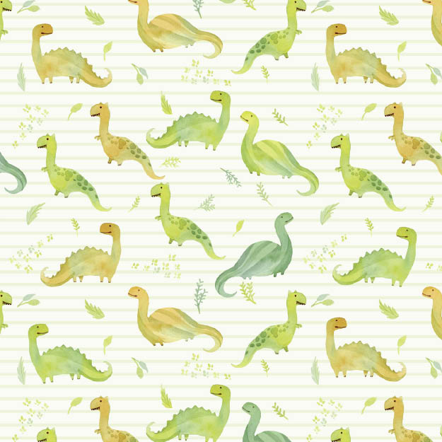 Organic fabric - Dino Spaziergang green - Kristin Tessen