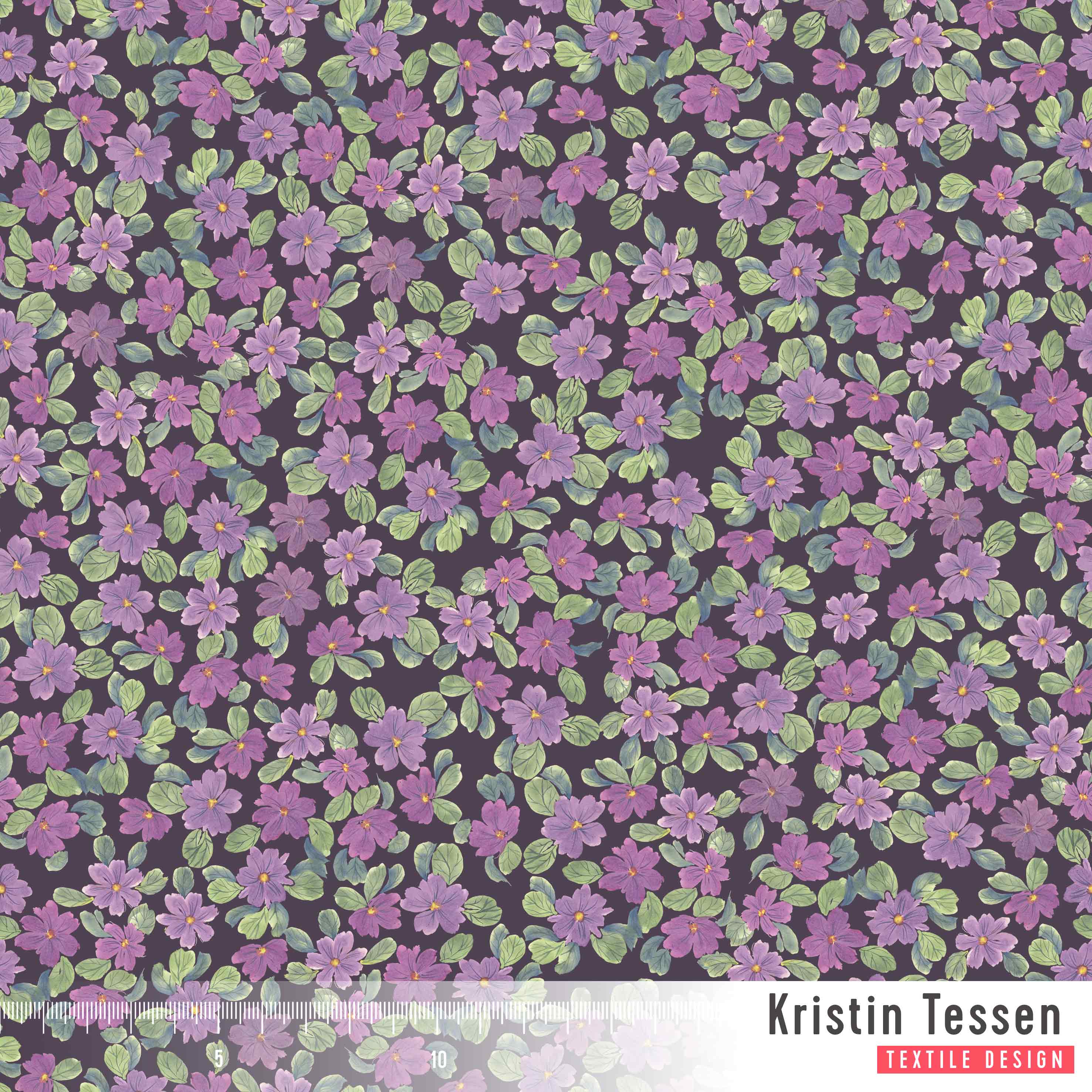 Bio Fabric - Autumn Flowers Violet by Kristin Tessen in purple