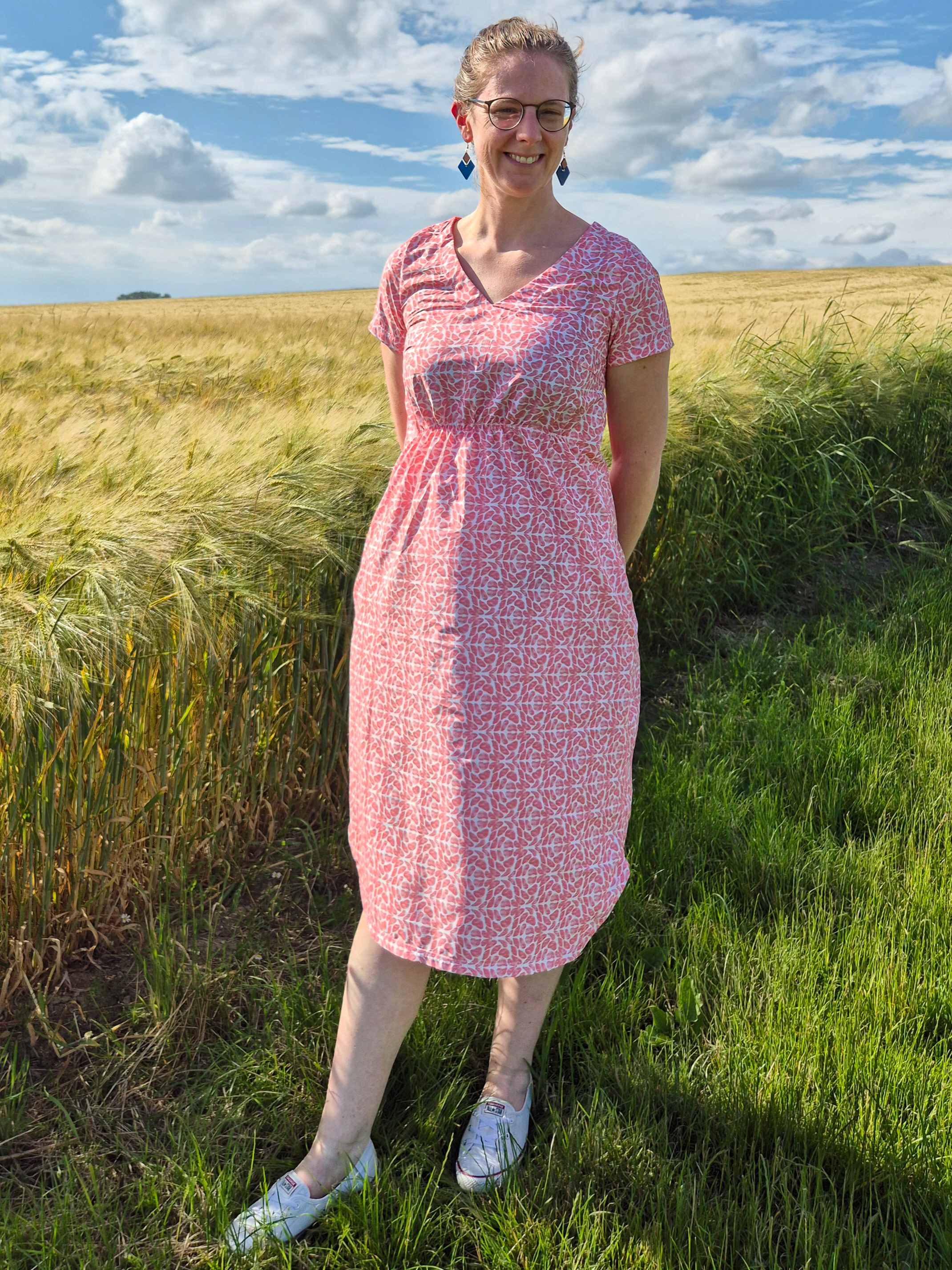 Organic fabric - Riffblüte coral