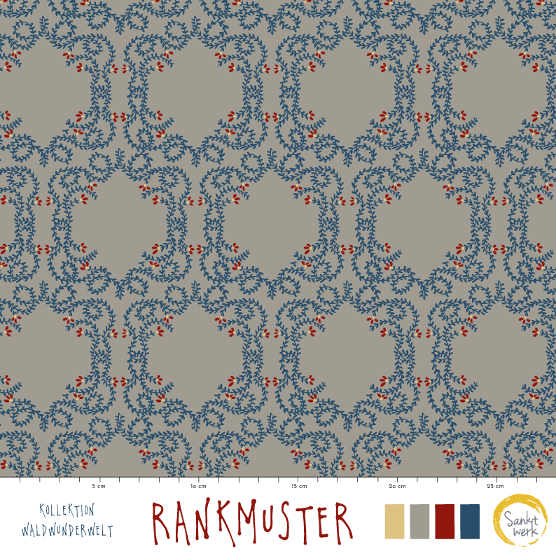 Organic Fabric - Floral Climbing Pattern by Sanktwerk in grey