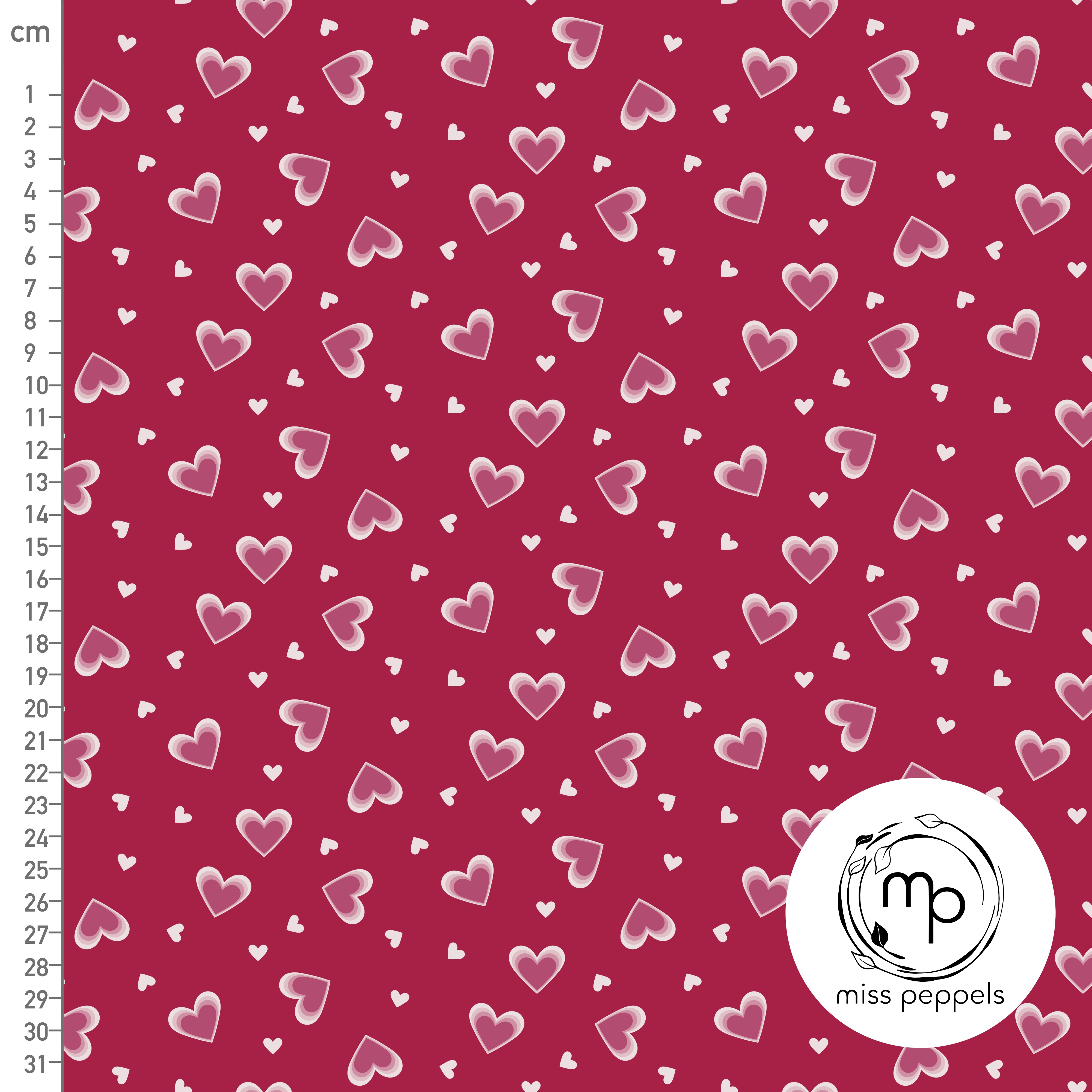 Bio Webware Stoff - Herzen Rot - misspeppels, magenta, Herzen, 100% Bio-Baumwolle Bio Webware Stoff - Herzen Rot - misspeppels, magenta, Herzen, 100% Bio-Baumwolle