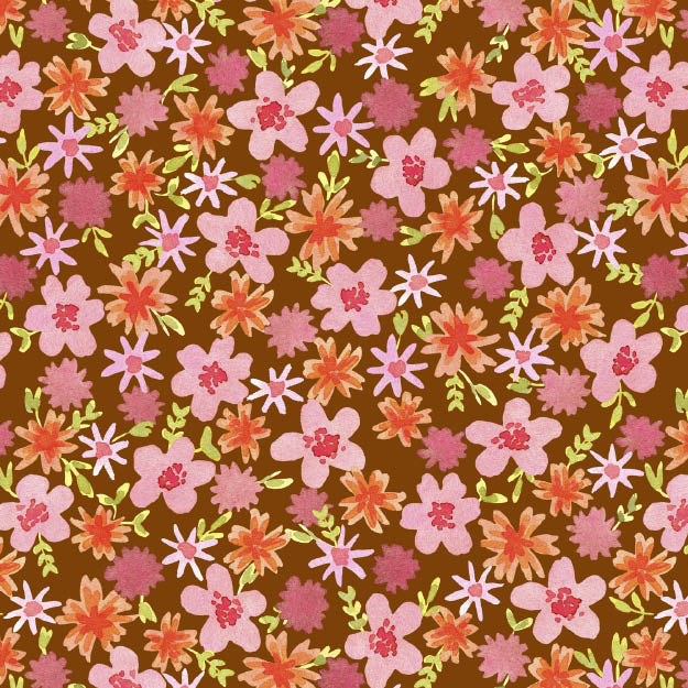 Organic fabric - Herbstblüten aquarell brown - Kristin Tessen