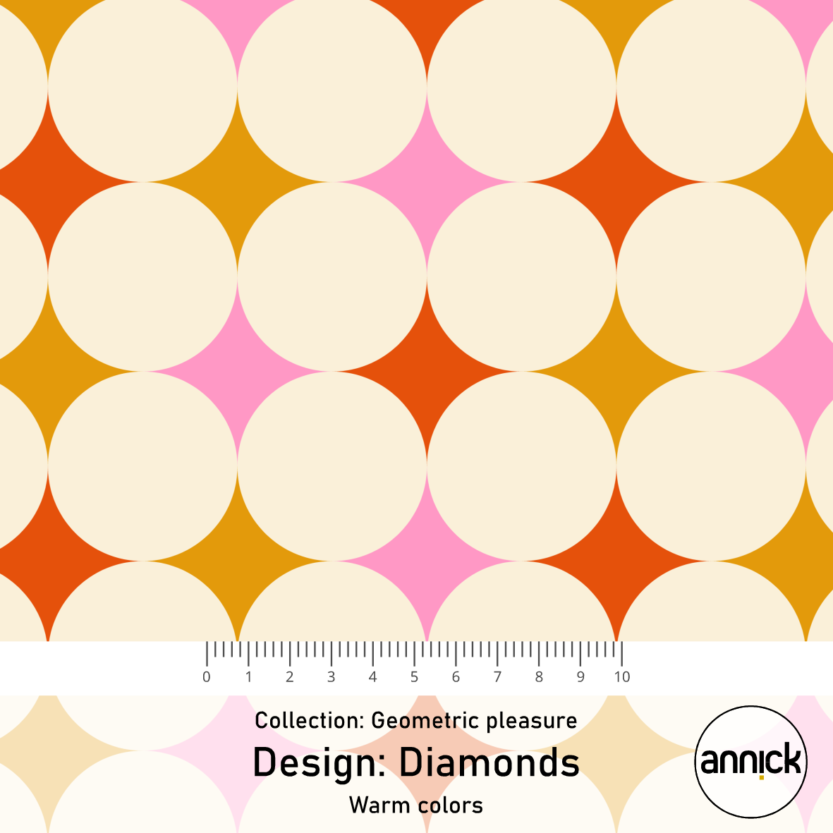 Bio Stoff  -  Diamonds Warm Colors  - Annick, bunt