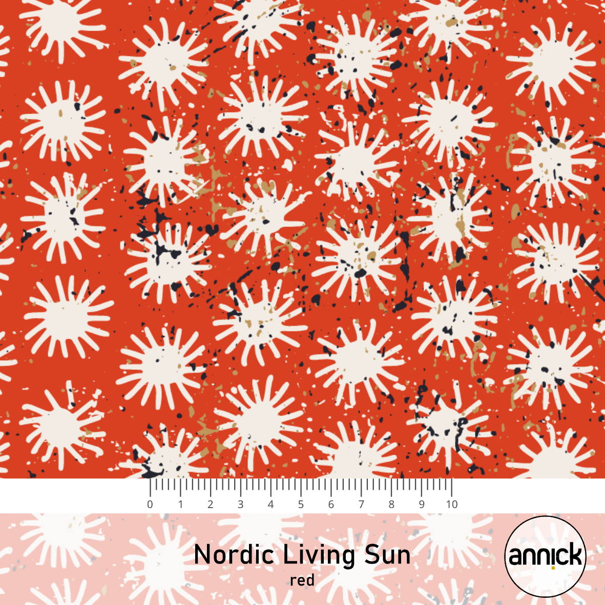 Bio Stoff  - Nordic Living Sun Red - Annick, rot, Floral & Blumen