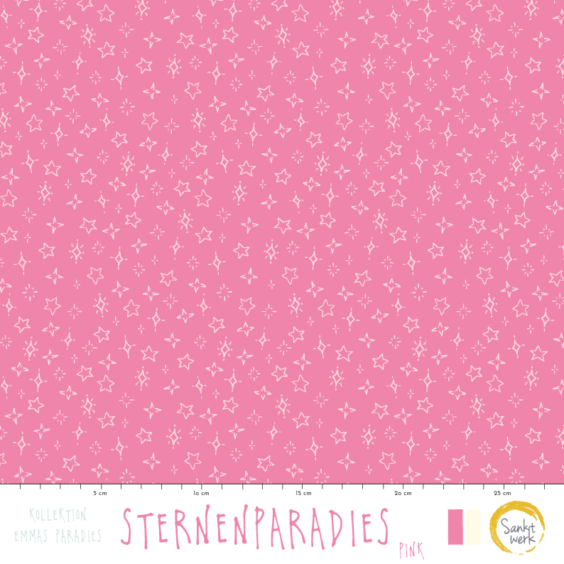 Organic Fabric - Star Paradise Pink by Sanktwerk in pink
