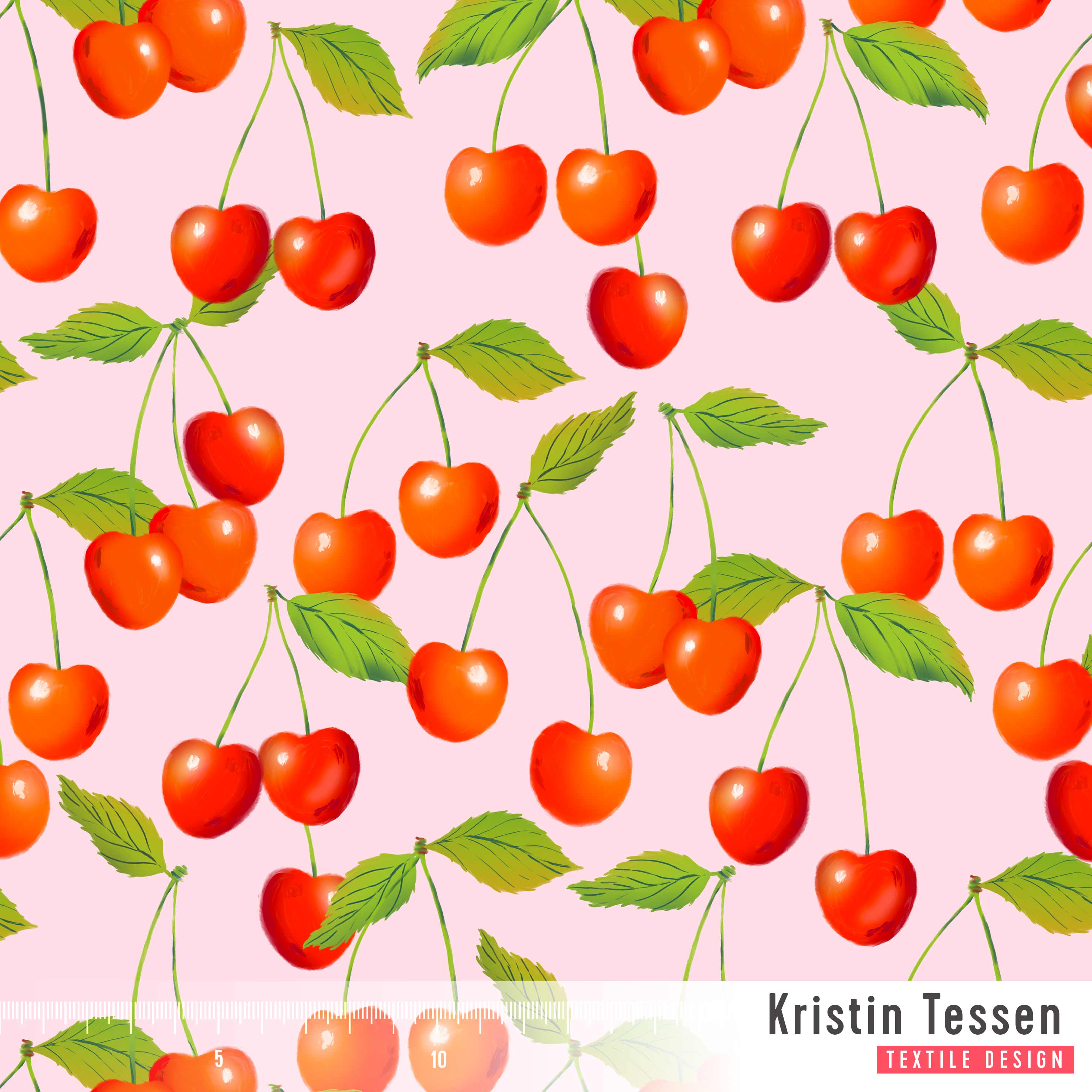 Bio Stoff  - Kirschen Rosa - KristinTessen, rosa, Obst, Essen