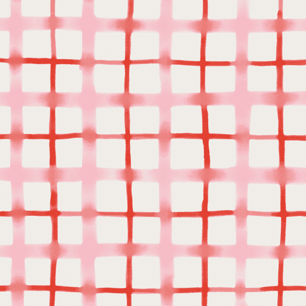 Bio Stoff  - Aquarell Picnic Karo rot